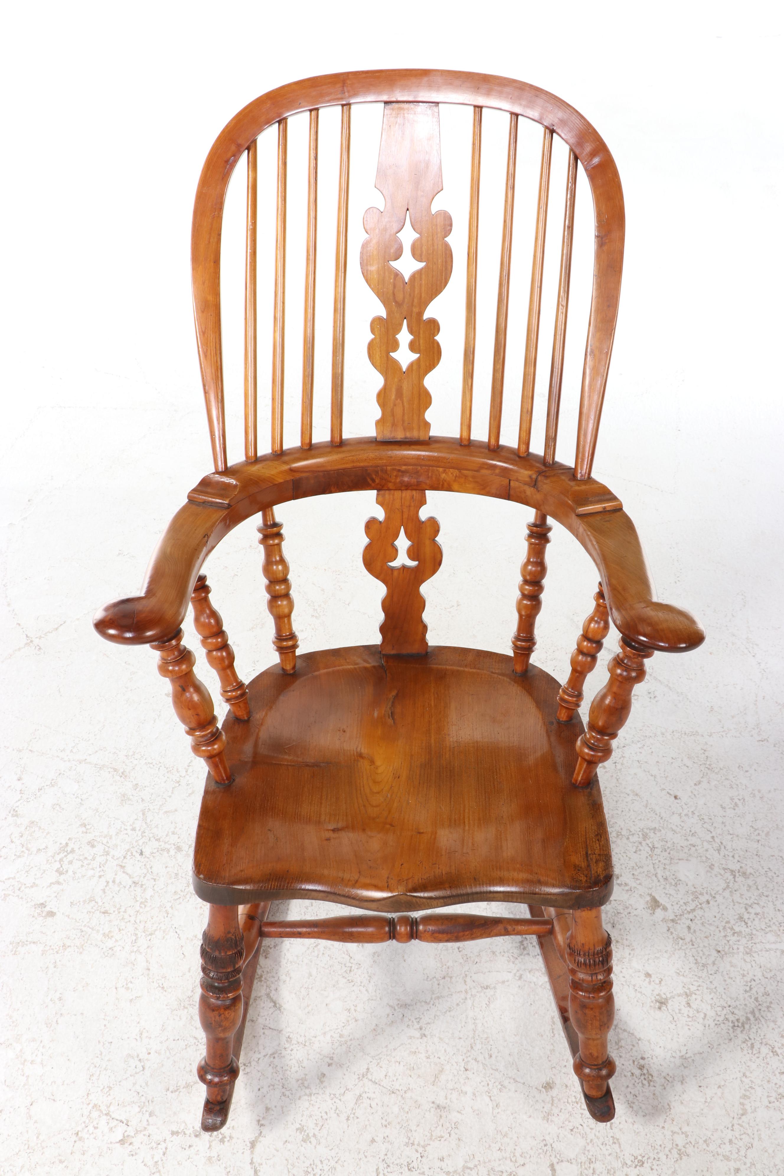 Windsor Style Oak Rocking Chair, Mid to Late 20th Century