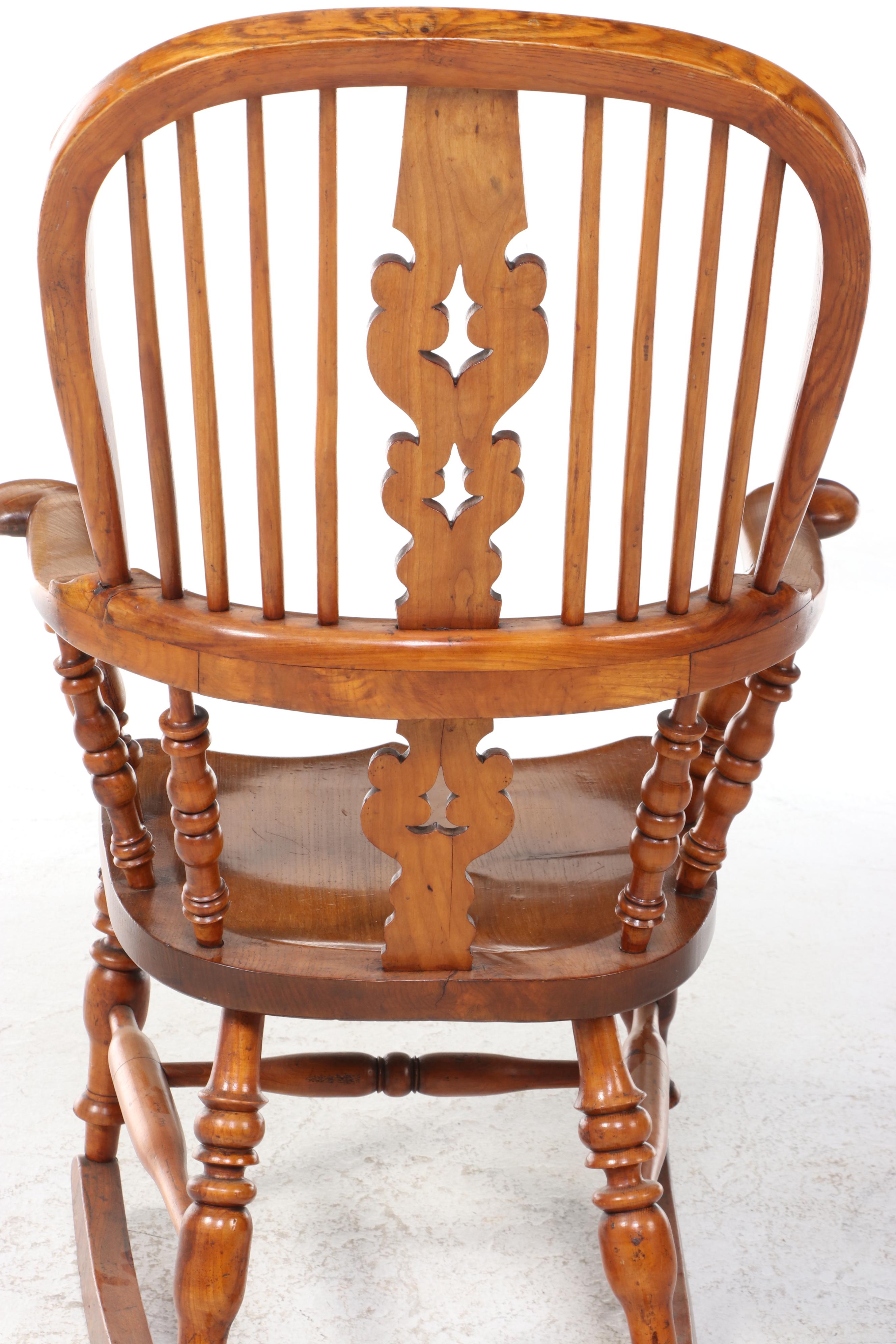 Windsor Style Oak Rocking Chair, Mid to Late 20th Century