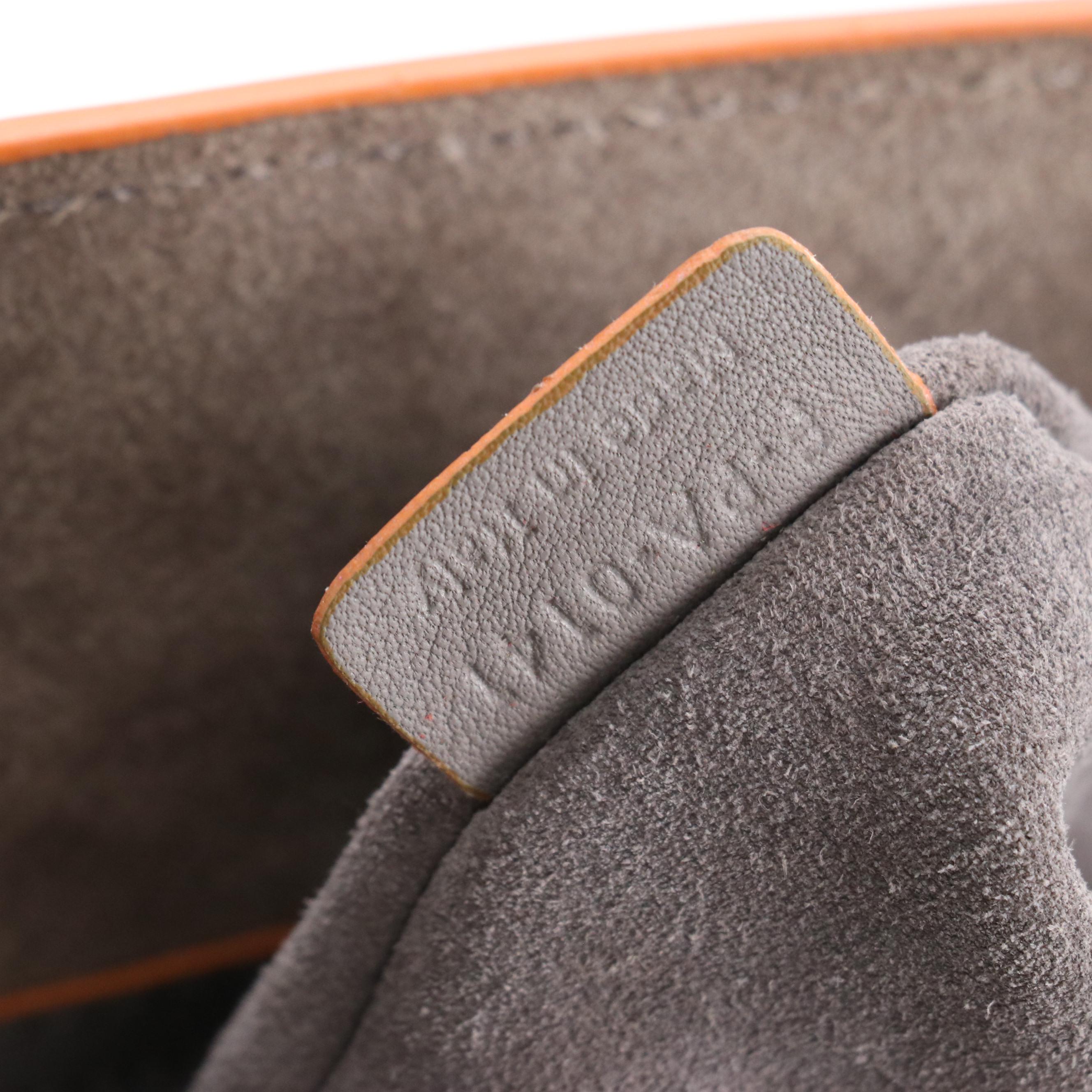 Céline Phantom Luggage Tote Bag in Cool Grey Calfskin Leather and Orange Trim