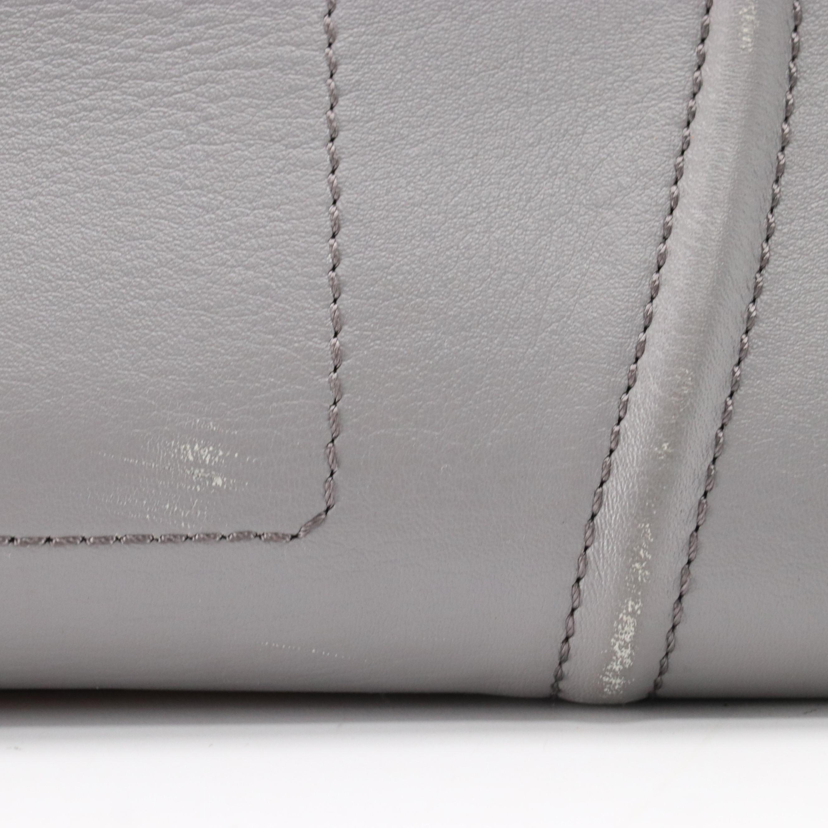 Céline Phantom Luggage Tote Bag in Cool Grey Calfskin Leather and Orange Trim