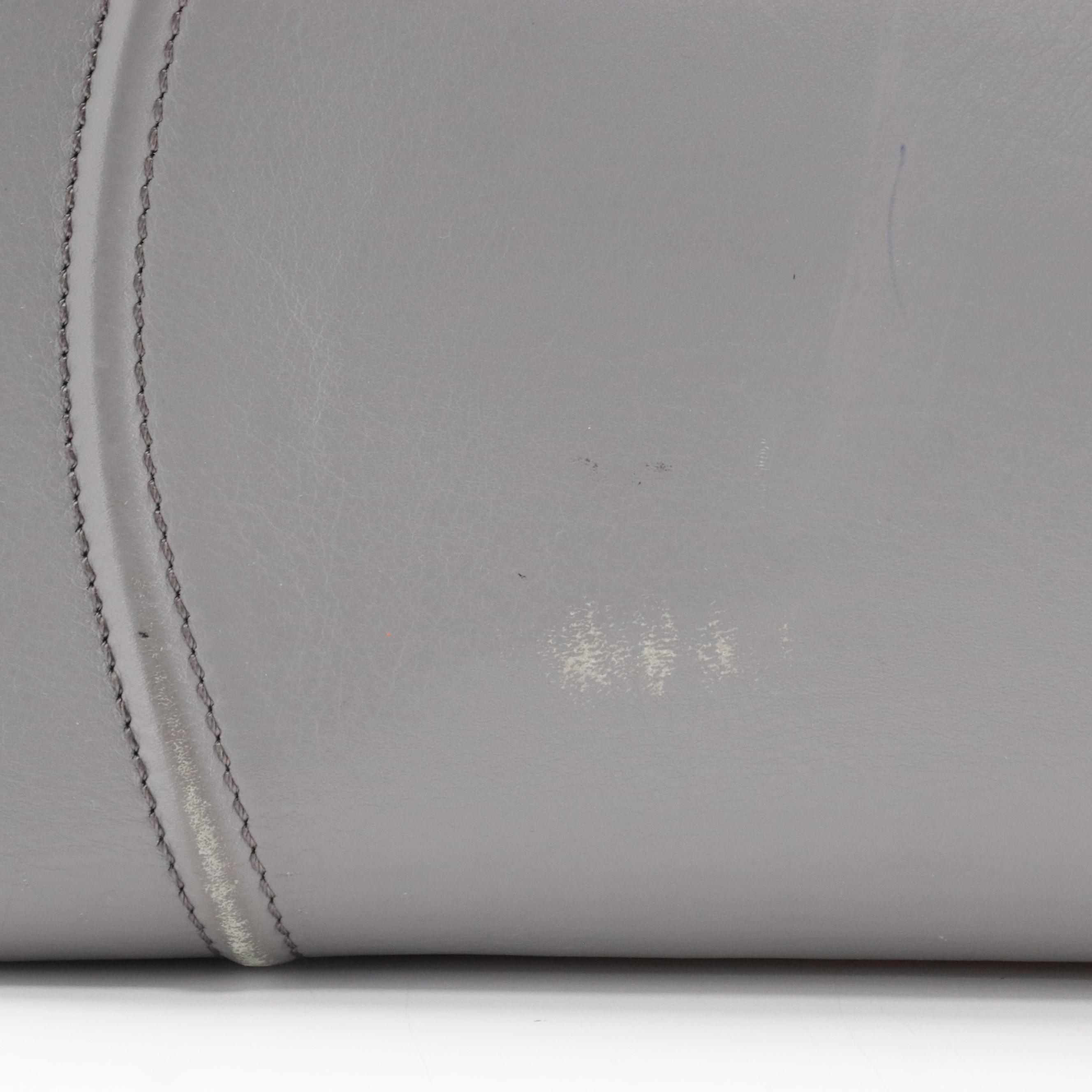 Céline Phantom Luggage Tote Bag in Cool Grey Calfskin Leather and Orange Trim