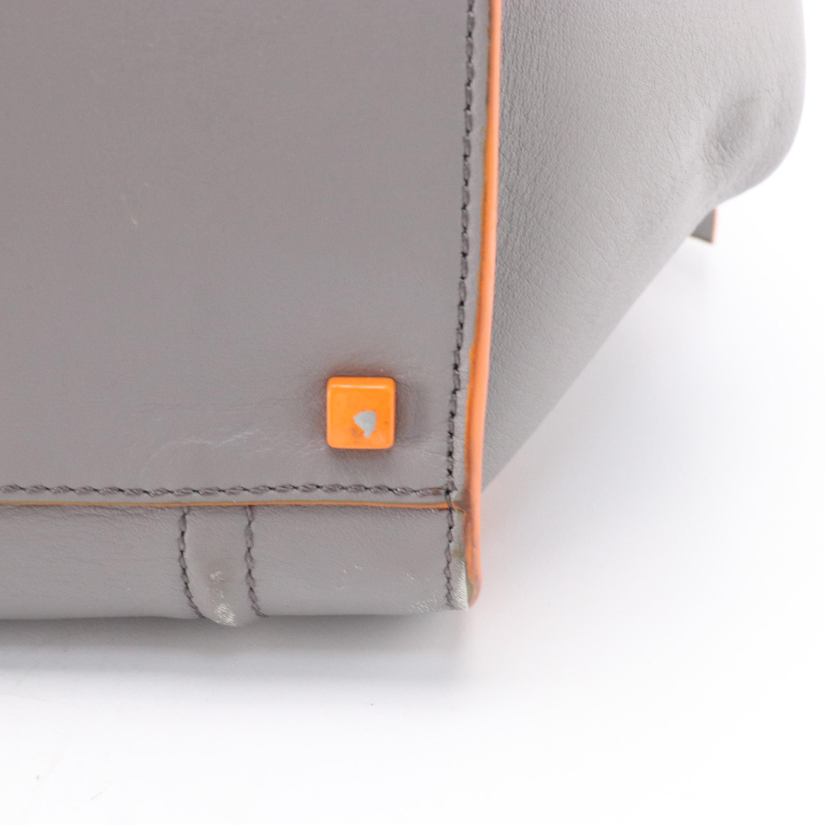 Céline Phantom Luggage Tote Bag in Cool Grey Calfskin Leather and Orange Trim