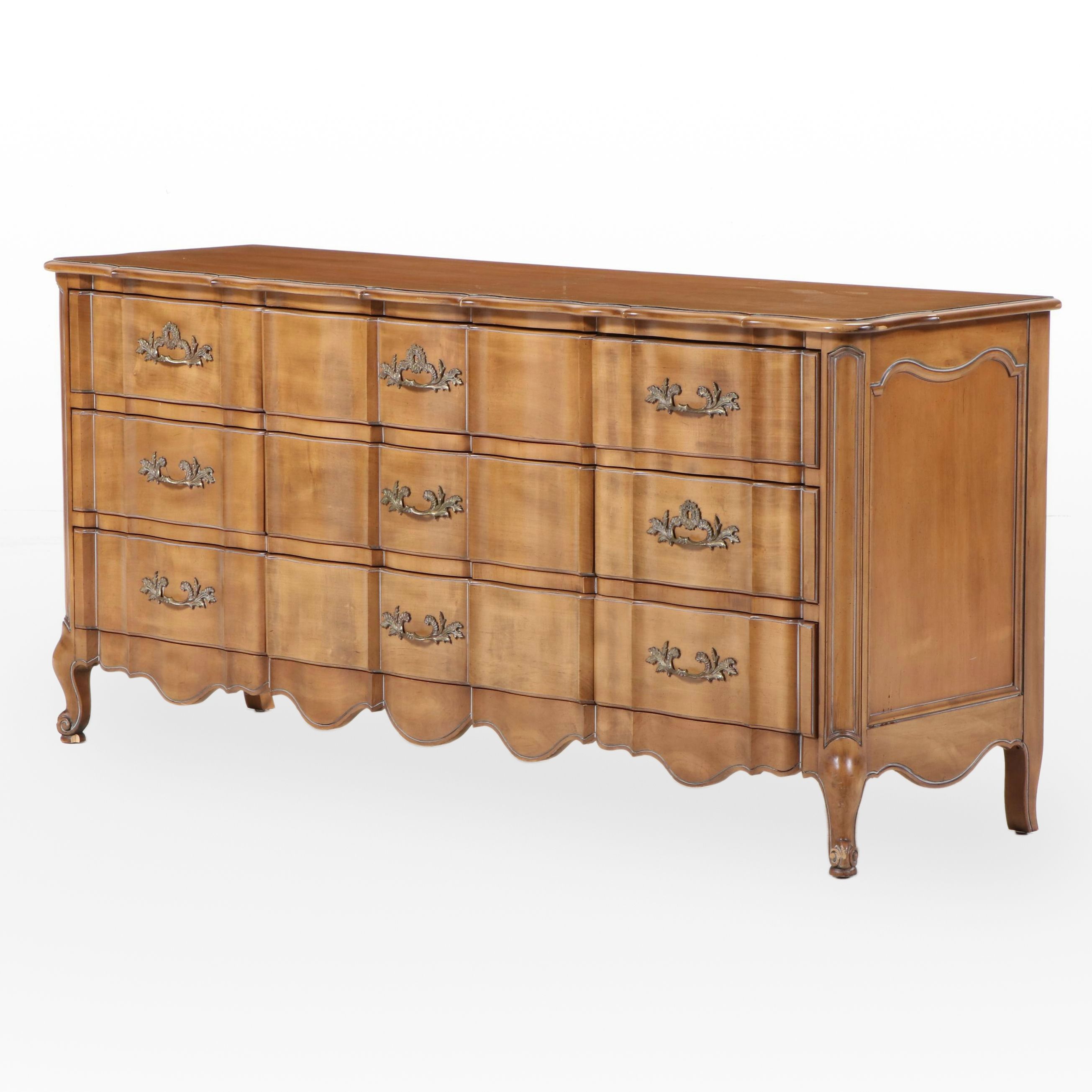 J. L. Metz Furniture Co. French Provincial Style Maple Nine-Drawer Commode