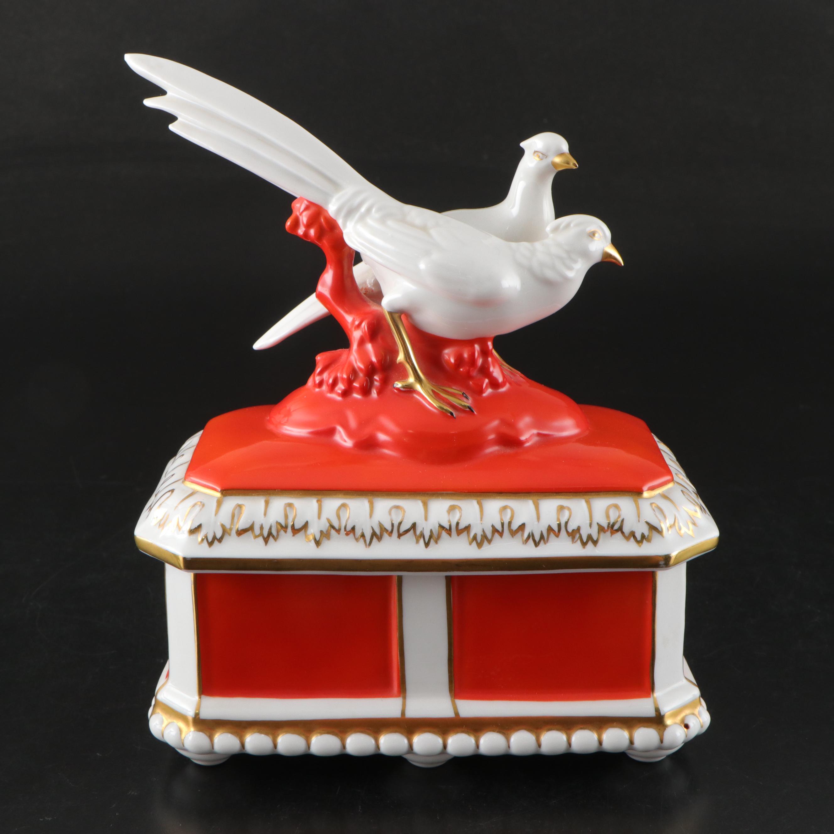 German Zeh Scherzer Porcelain Bird Figurine Pair with Other Porcelain Décor