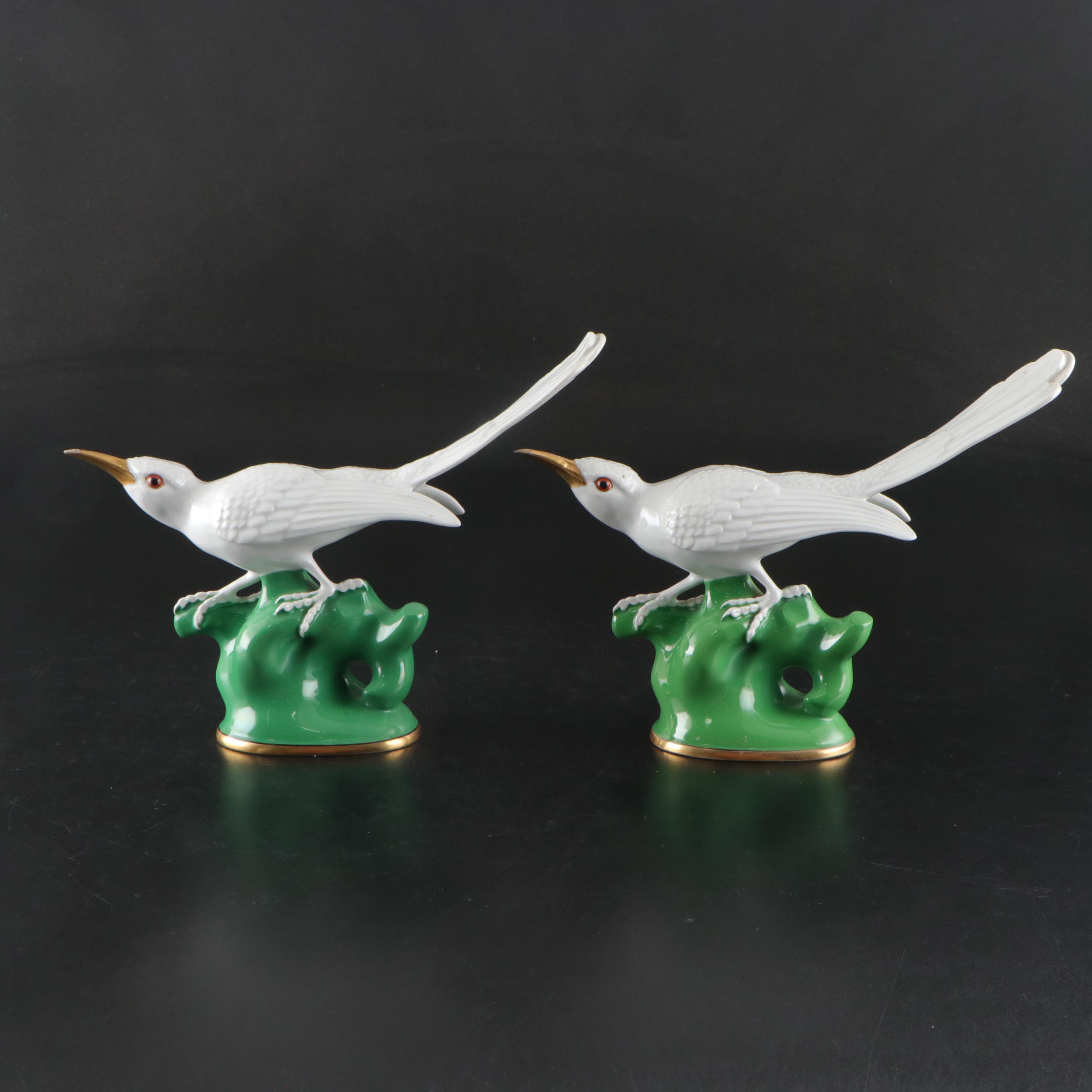 German Zeh Scherzer Porcelain Bird Figurine Pair with Other Porcelain Décor