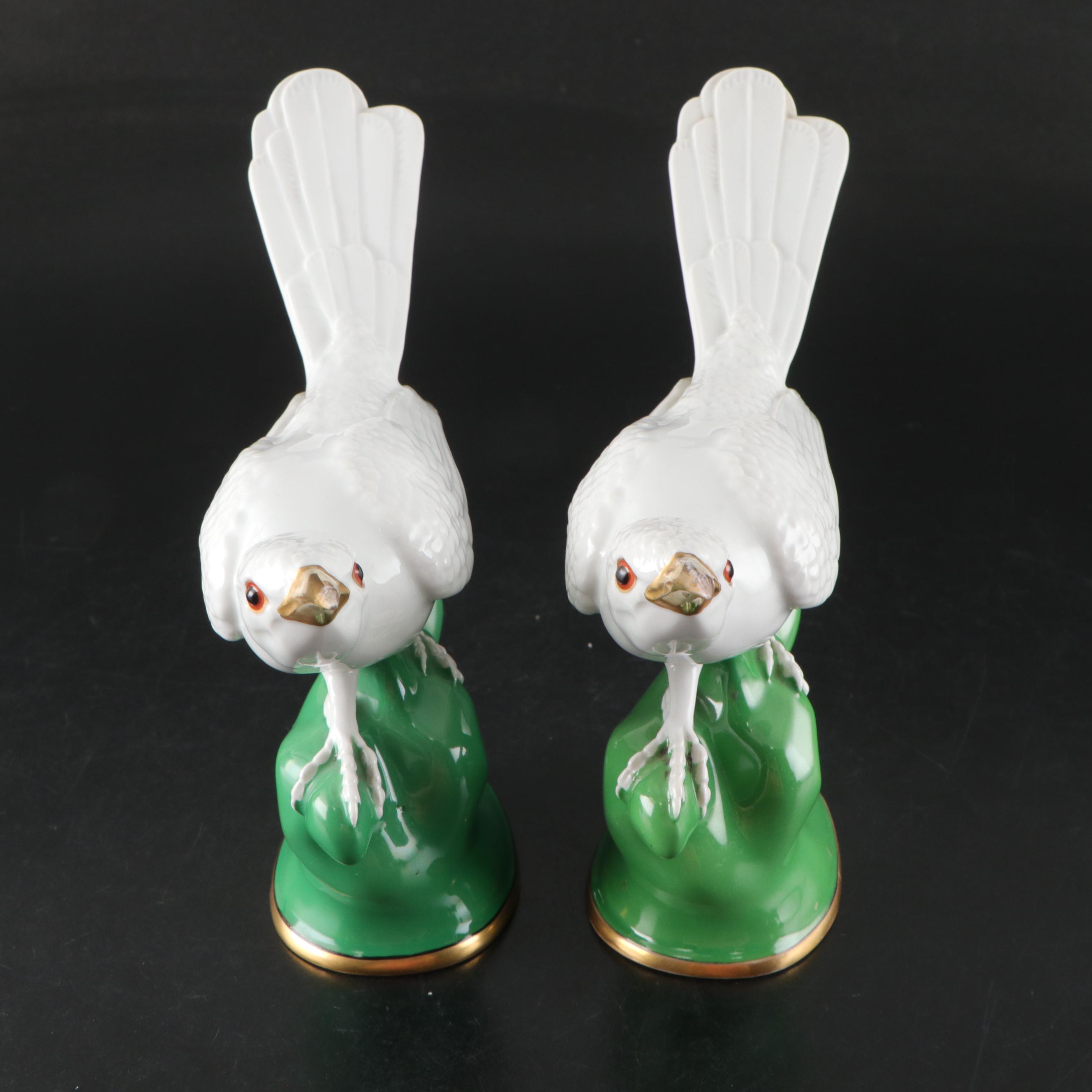German Zeh Scherzer Porcelain Bird Figurine Pair with Other Porcelain Décor