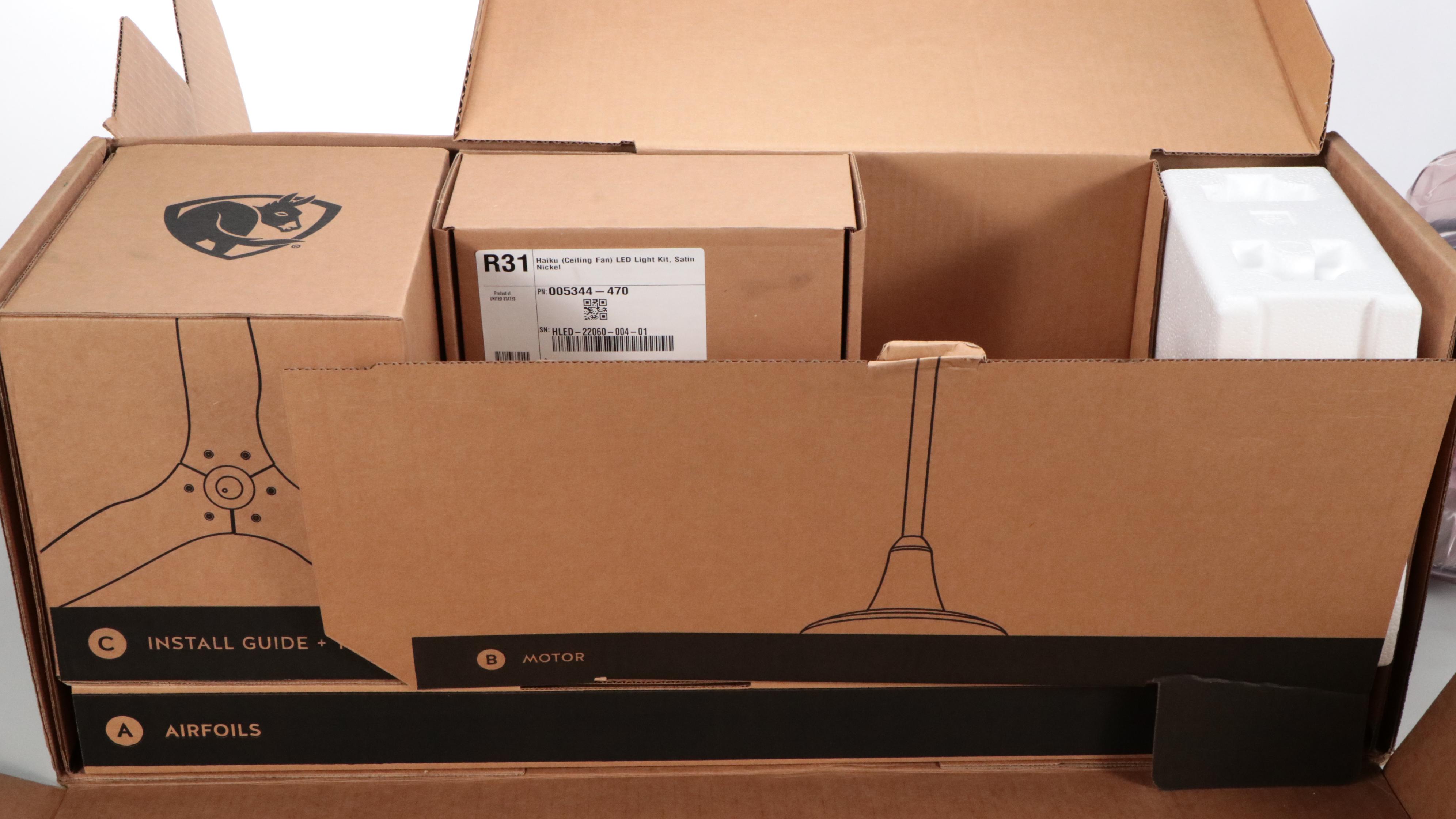 Big Ass Fans "Haiku" Satin Finish Metal Ceiling Fan, New in Box