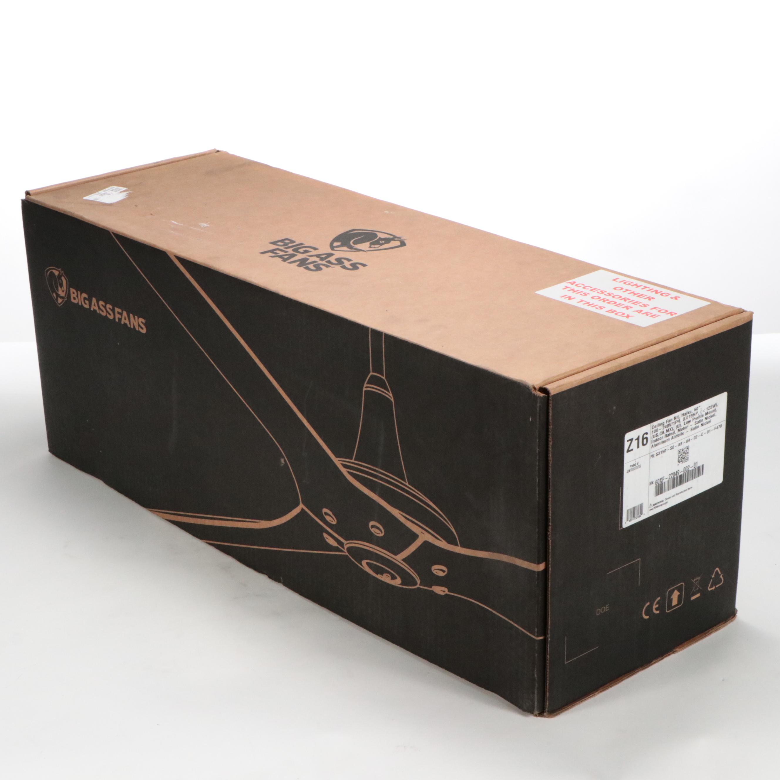 Big Ass Fans "Haiku" Satin Finish Metal Ceiling Fan, New in Box