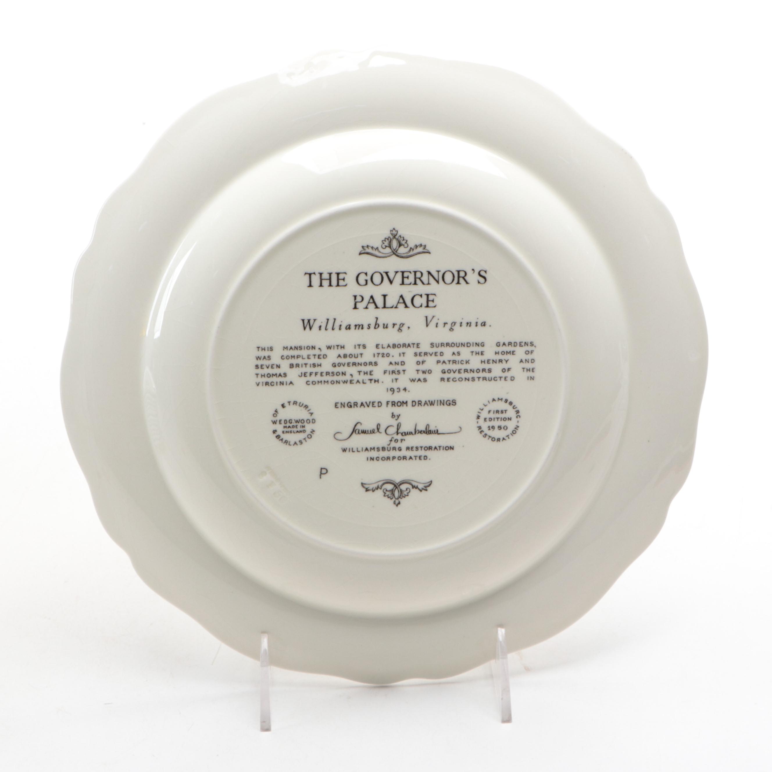 Wedgwood for Williamsburg Restoration  First Edition Collector Plates, 1950