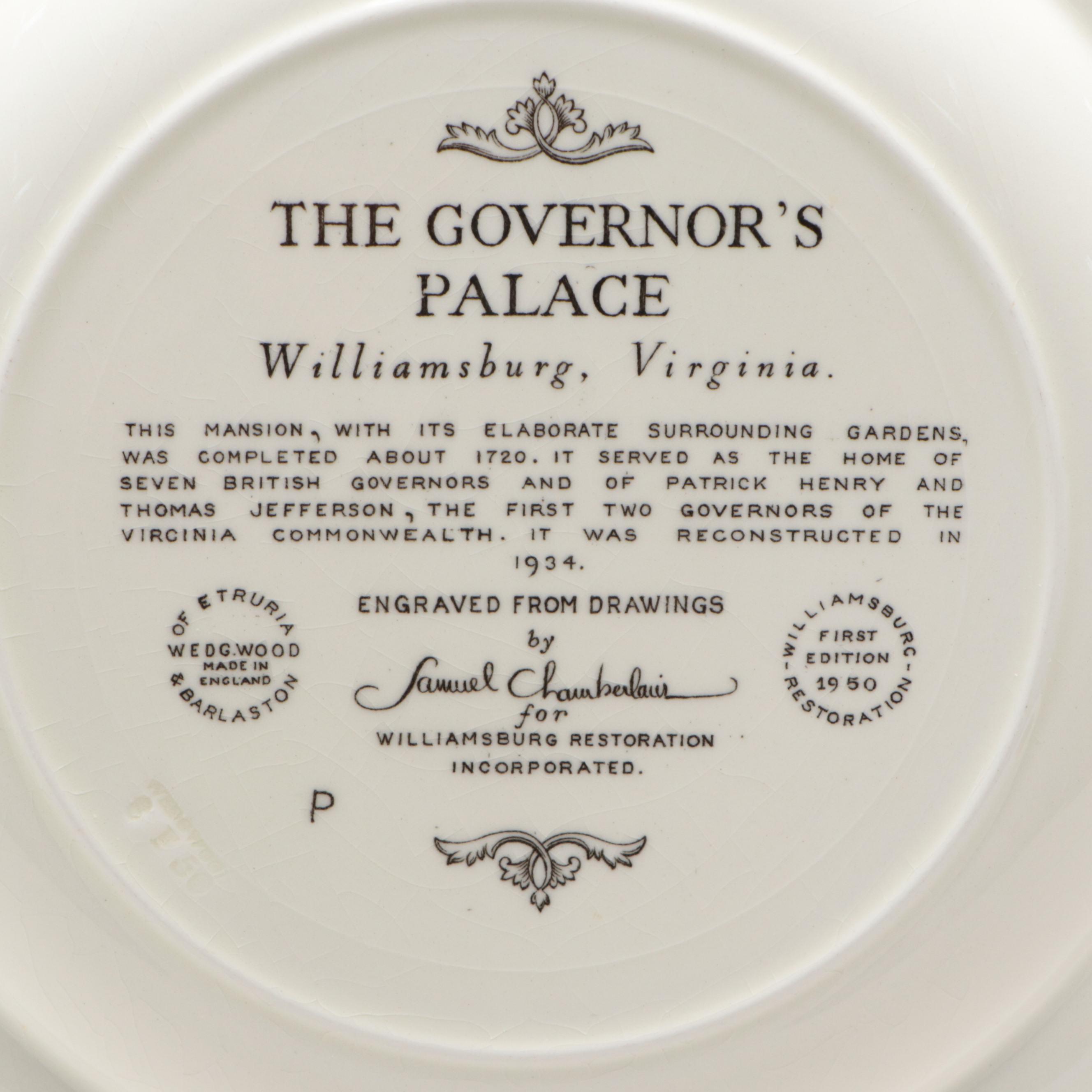 Wedgwood for Williamsburg Restoration  First Edition Collector Plates, 1950