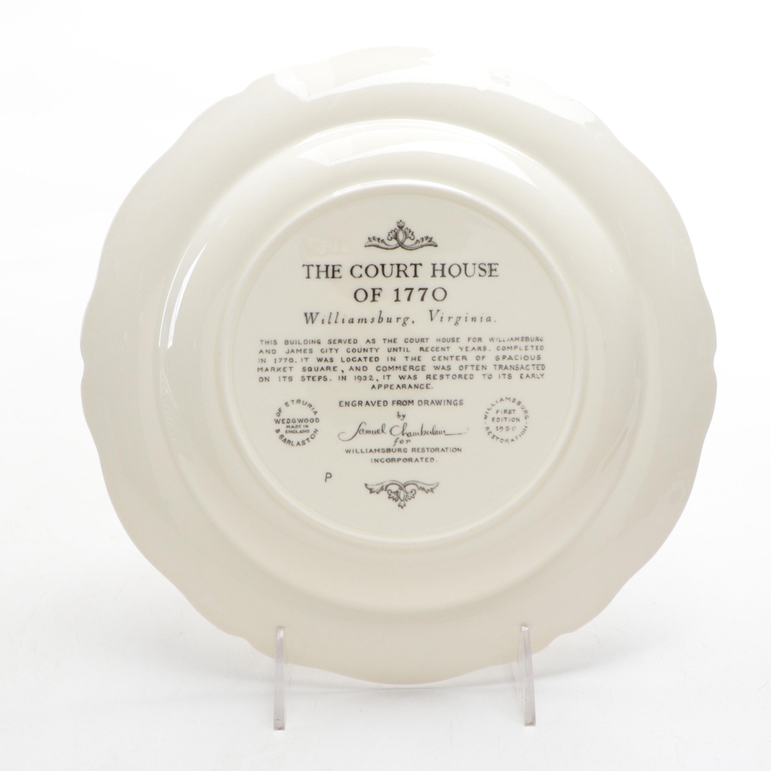 Wedgwood for Williamsburg Restoration  First Edition Collector Plates, 1950