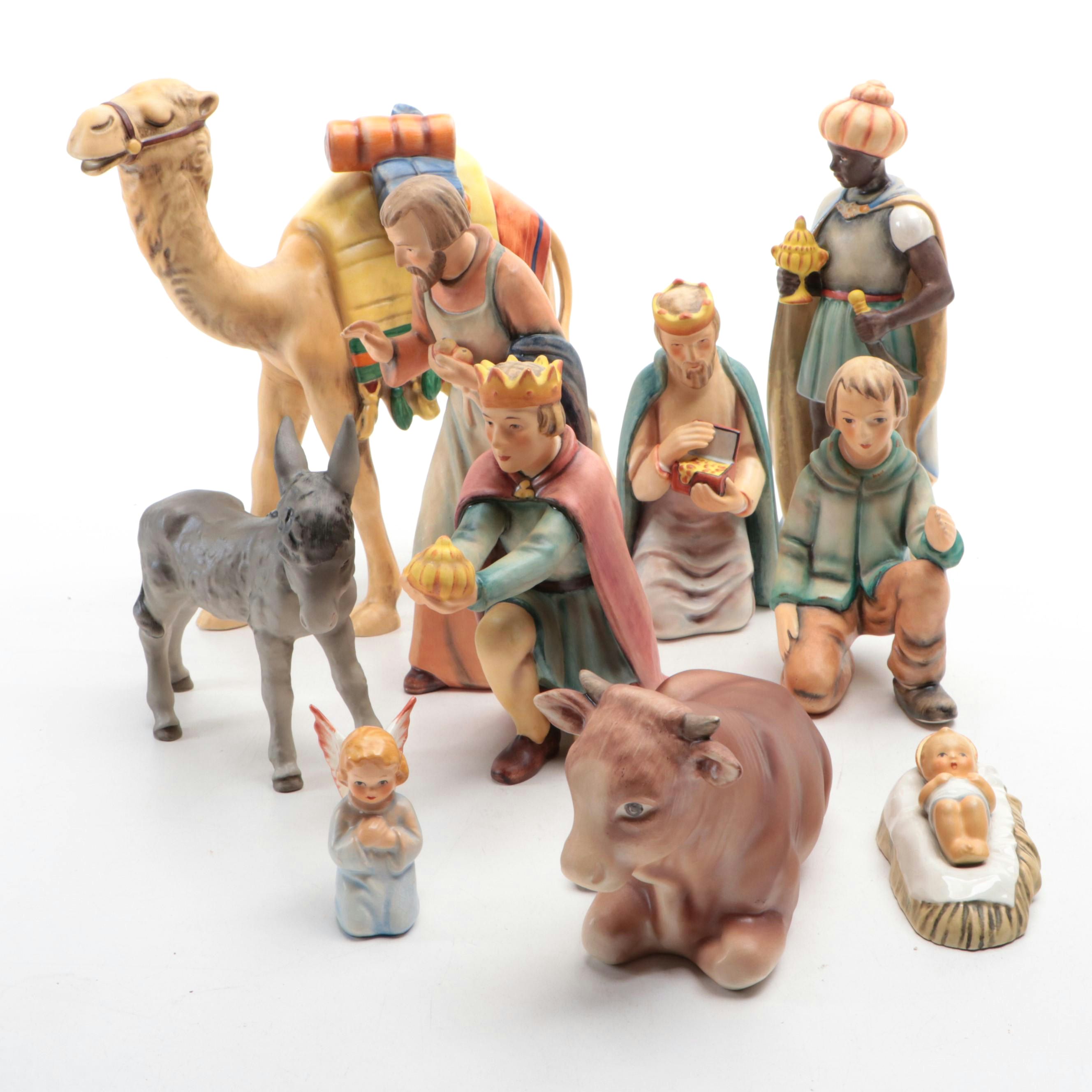 West German Goebel Christmas Nativity Scene Figurines, Mid 20th Century