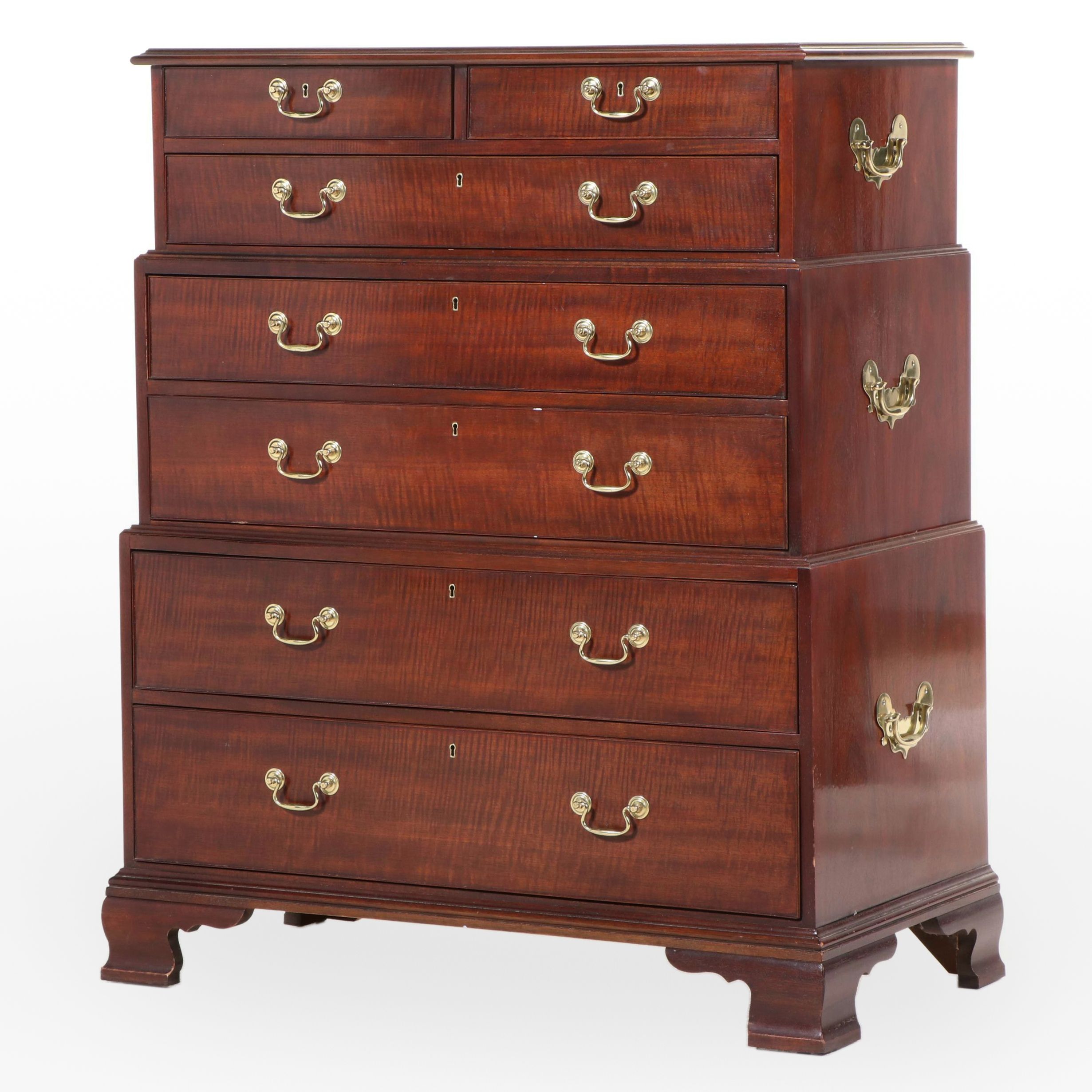 Baker Historic Charleston Reproductions Mahogany Graduated Campaign Chest