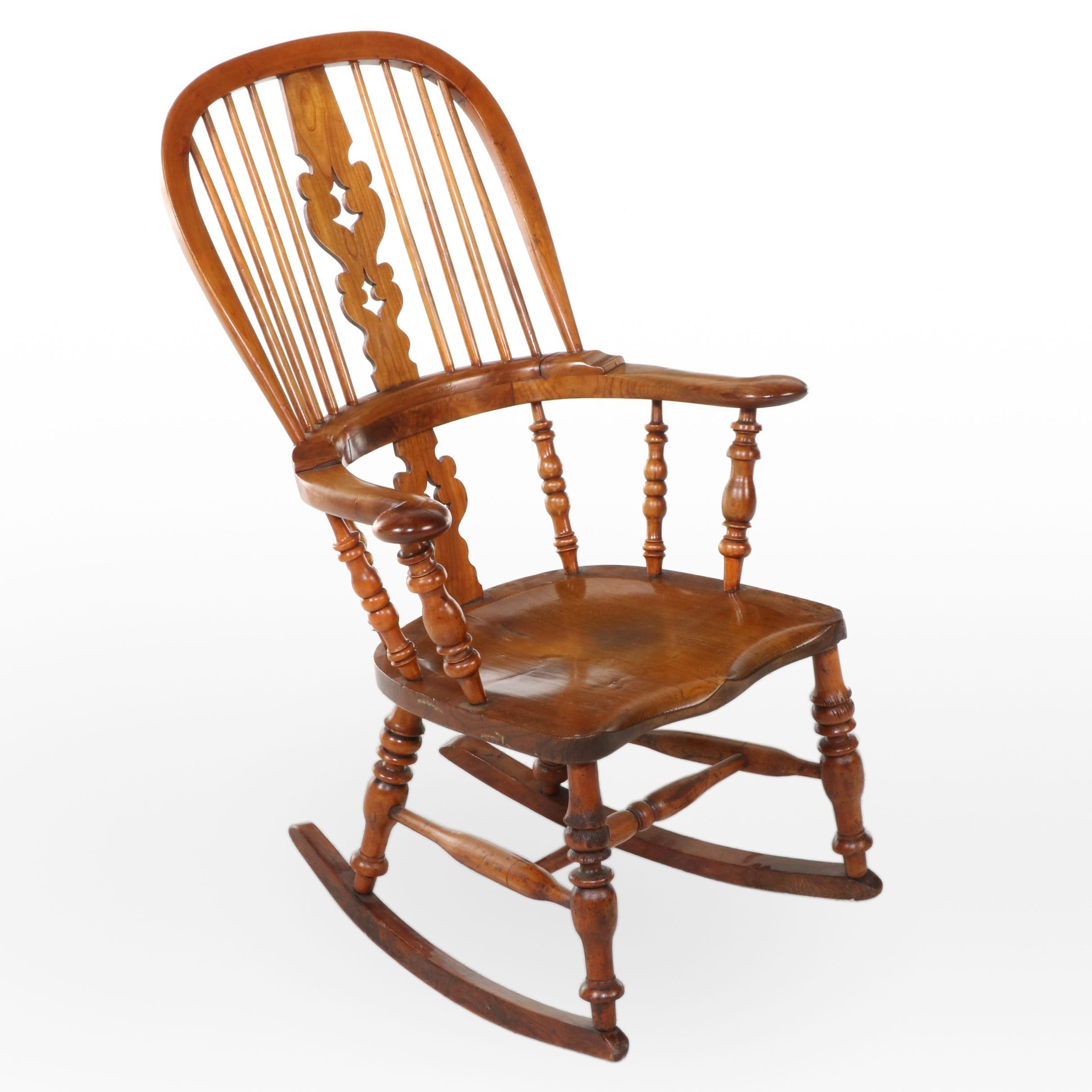 Windsor Style Oak Rocking Chair, Mid to Late 20th Century