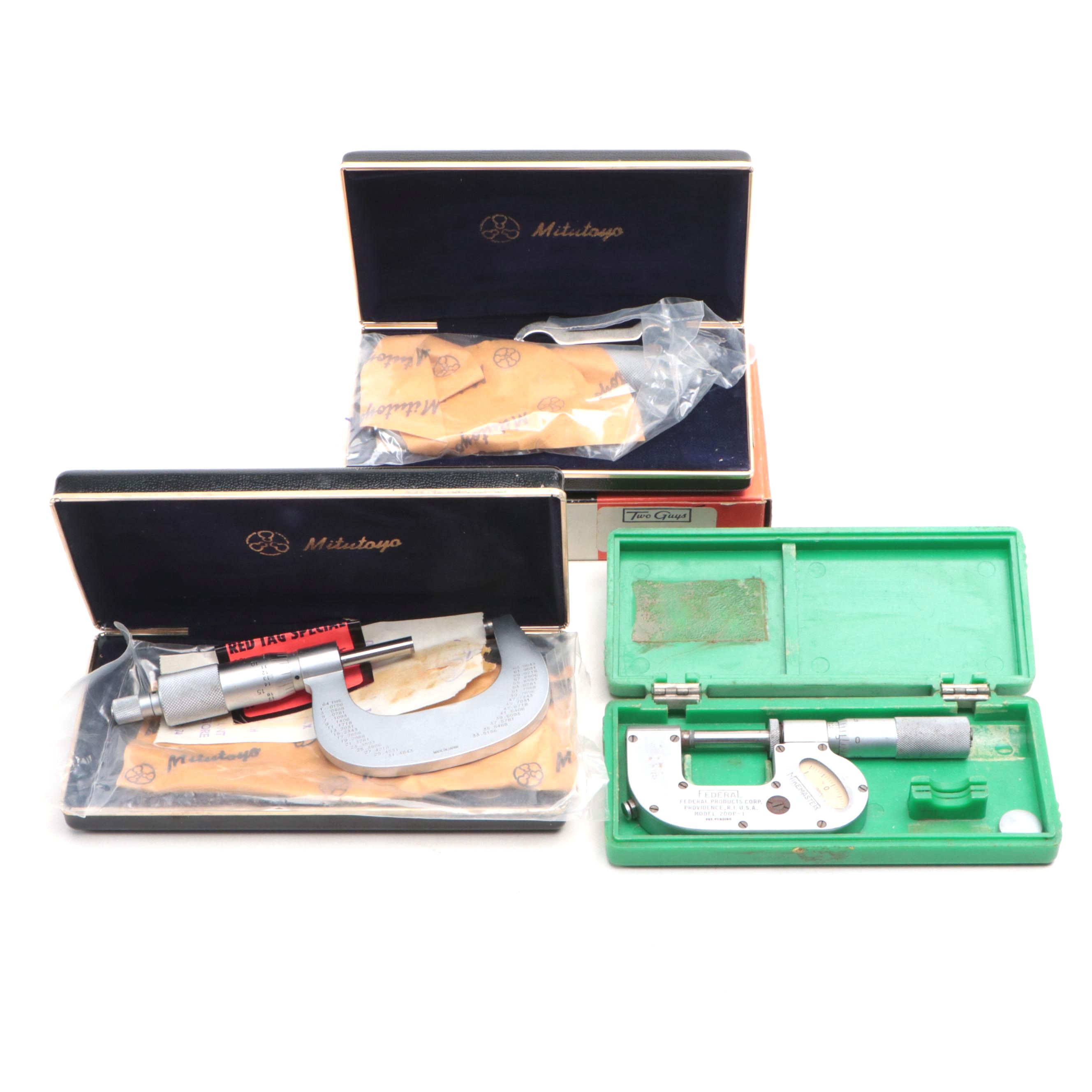 Mitutoyo and Federal Products Corp Metal Micrometers