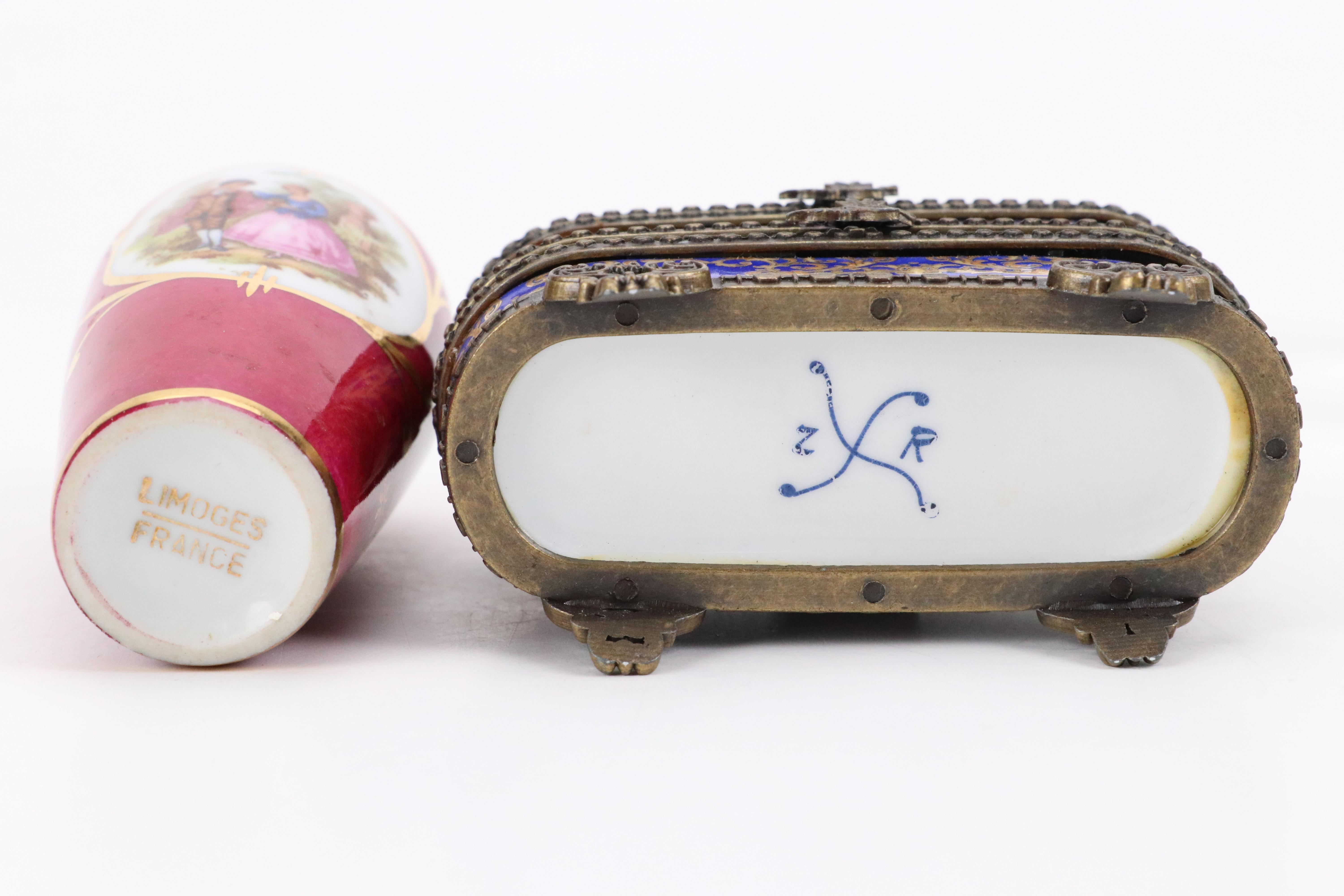 Porcelain Two-Tiered Hinged Box with Other Porcelain Hinged Box and Vase