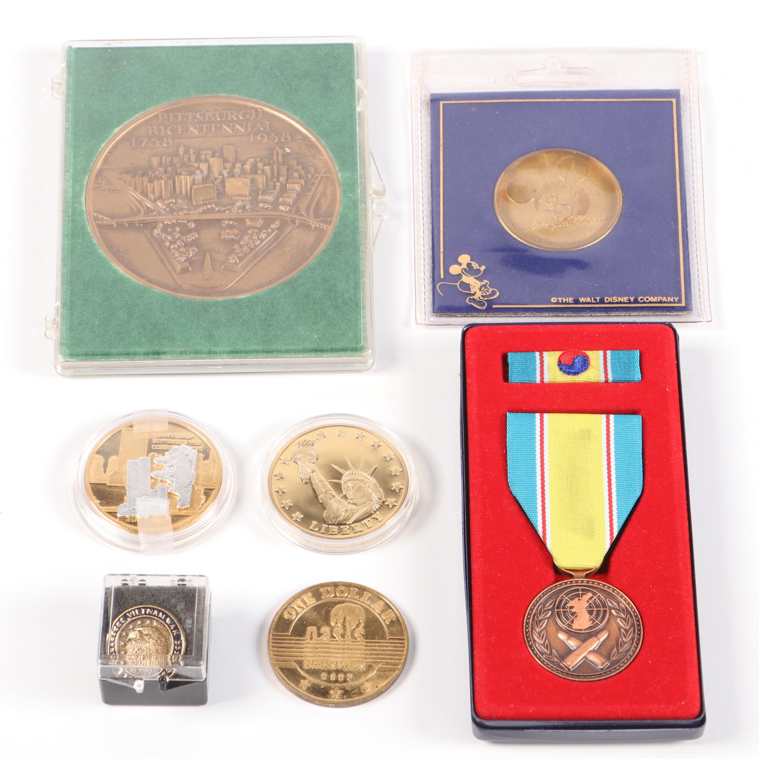 Korean War 50th Anniversary Service Medal with 9/11 and Other Tokens