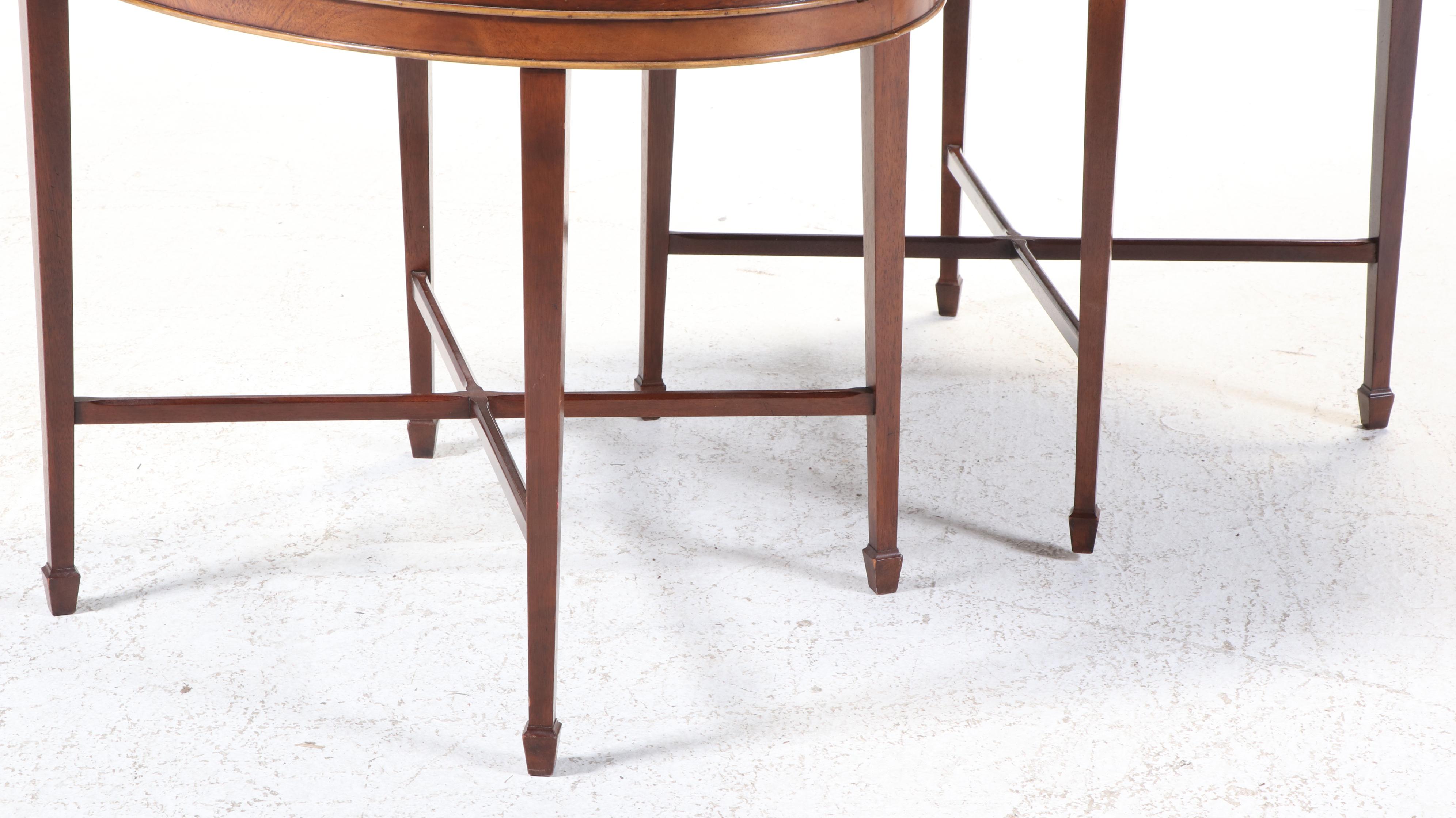 Pair of Baker Furniture Collector's Edition Mahogany Marquetry Top Tray Tables