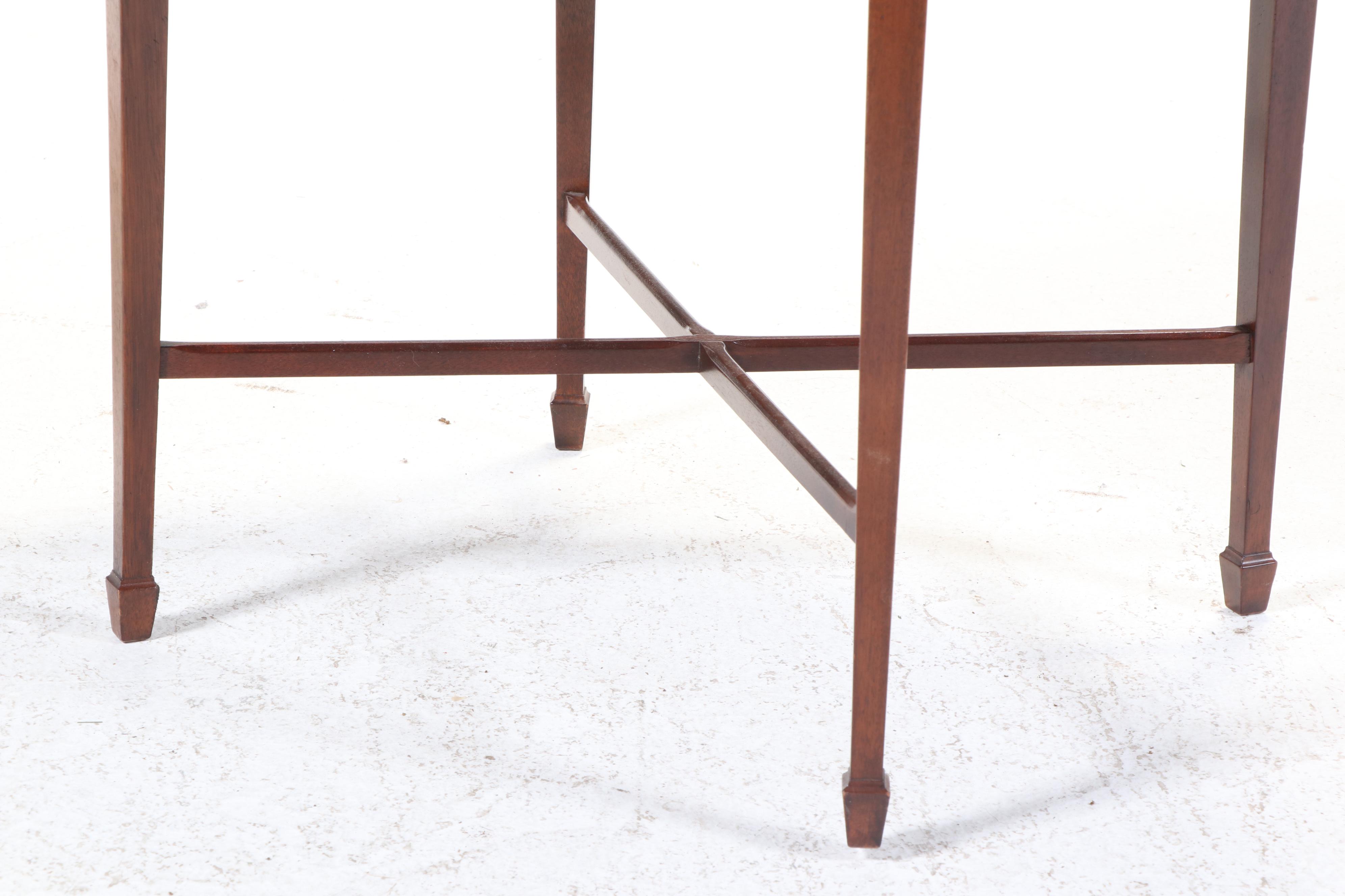 Pair of Baker Furniture Collector's Edition Mahogany Marquetry Top Tray Tables