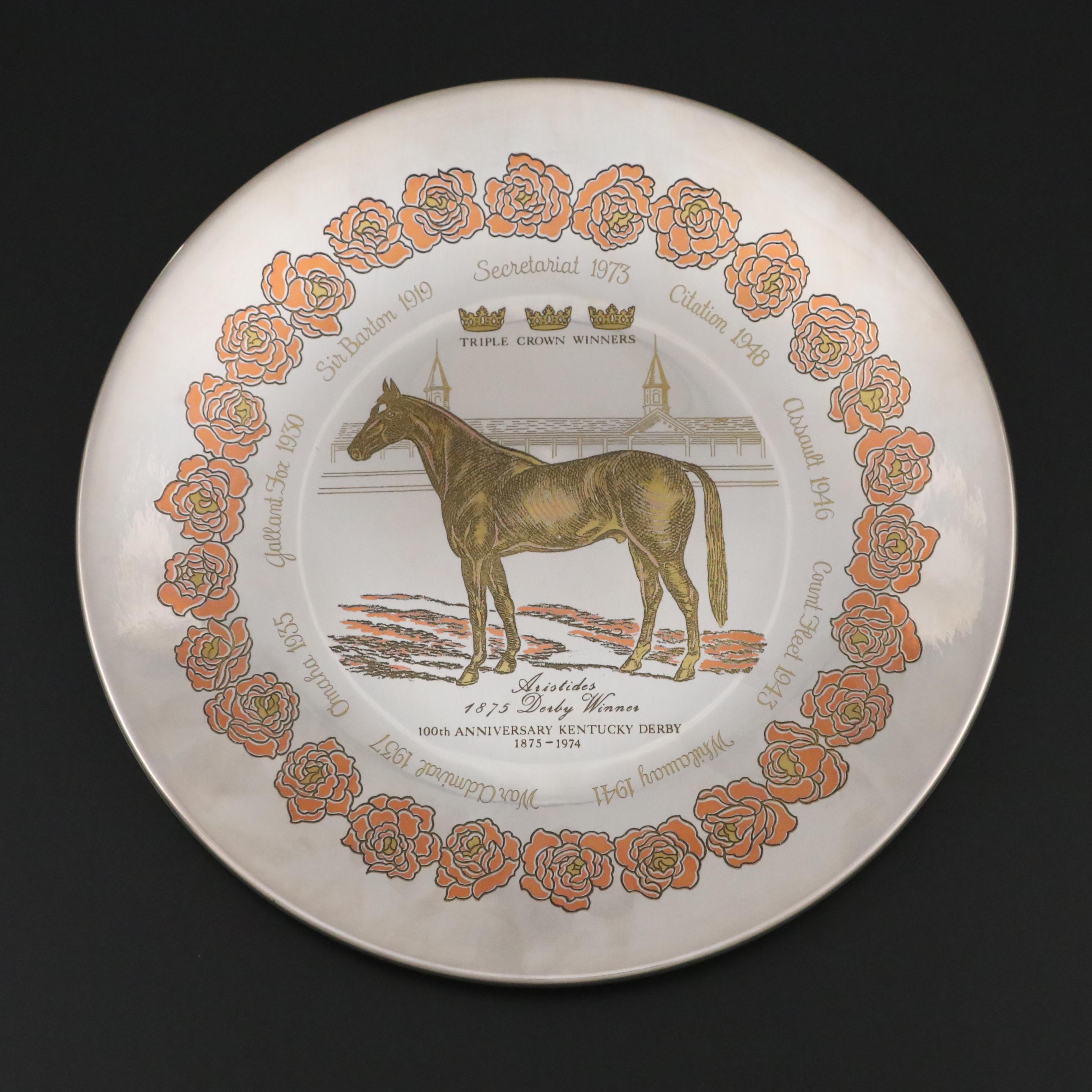 Reed & Barton Kentucky Derby 100th Anniversary Damascene Collector Plate, 1974