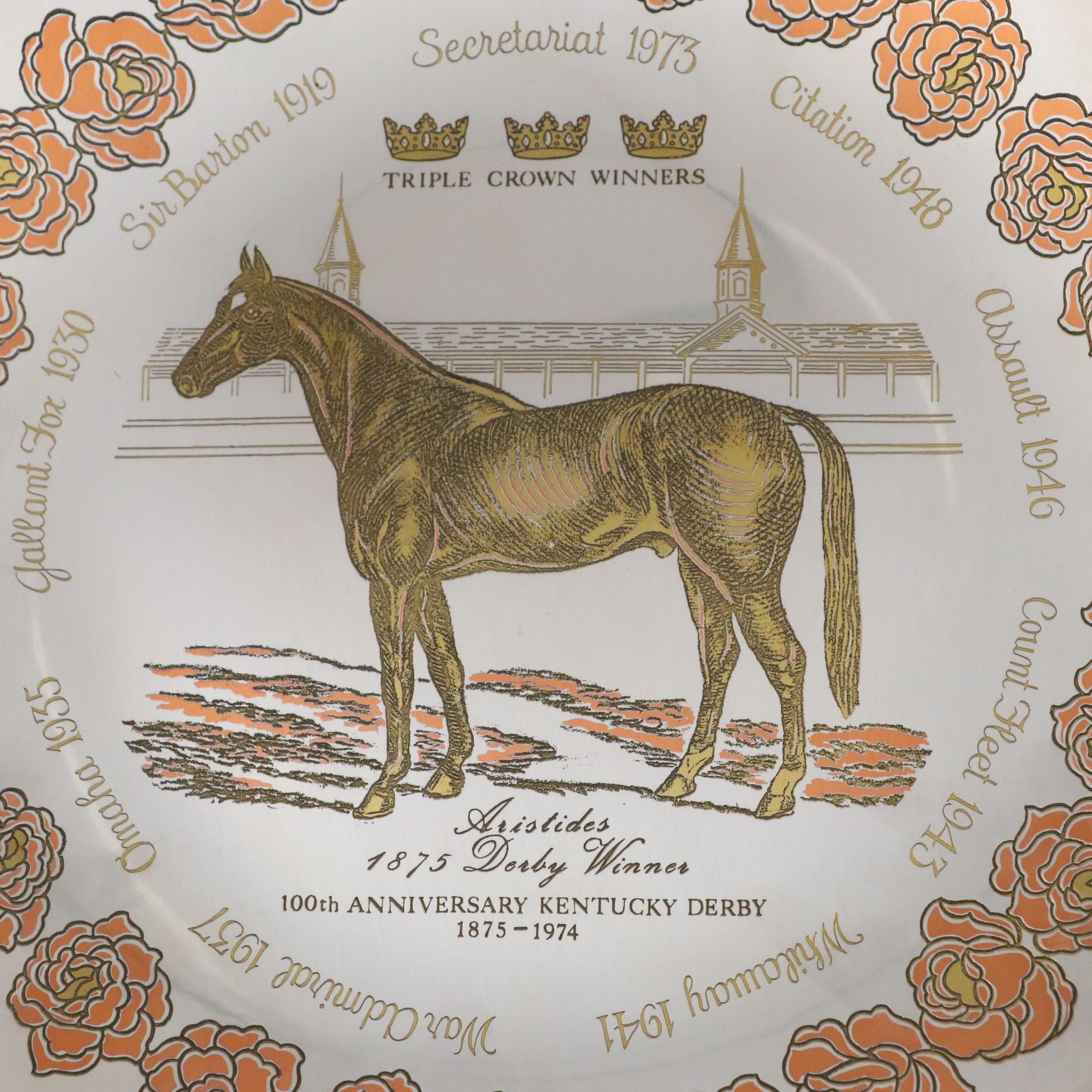 Reed & Barton Kentucky Derby 100th Anniversary Damascene Collector Plate, 1974