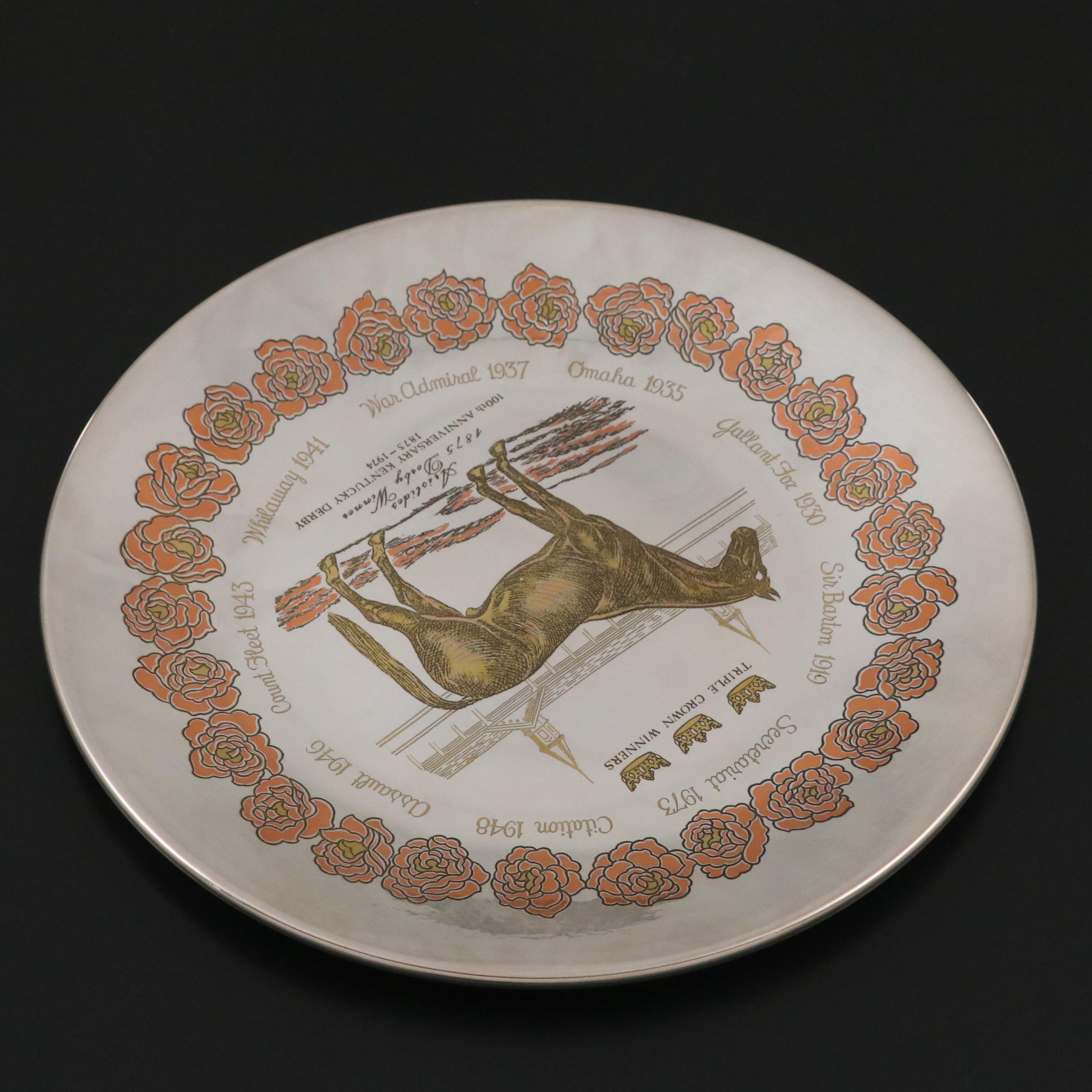 Reed & Barton Kentucky Derby 100th Anniversary Damascene Collector Plate, 1974