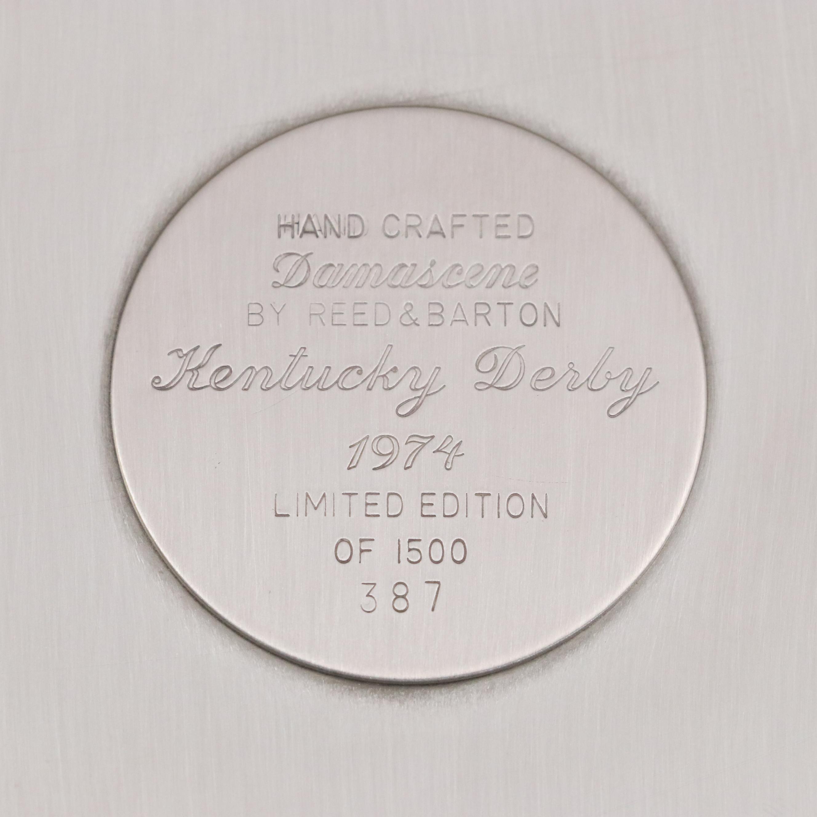Reed & Barton Kentucky Derby 100th Anniversary Damascene Collector Plate, 1974