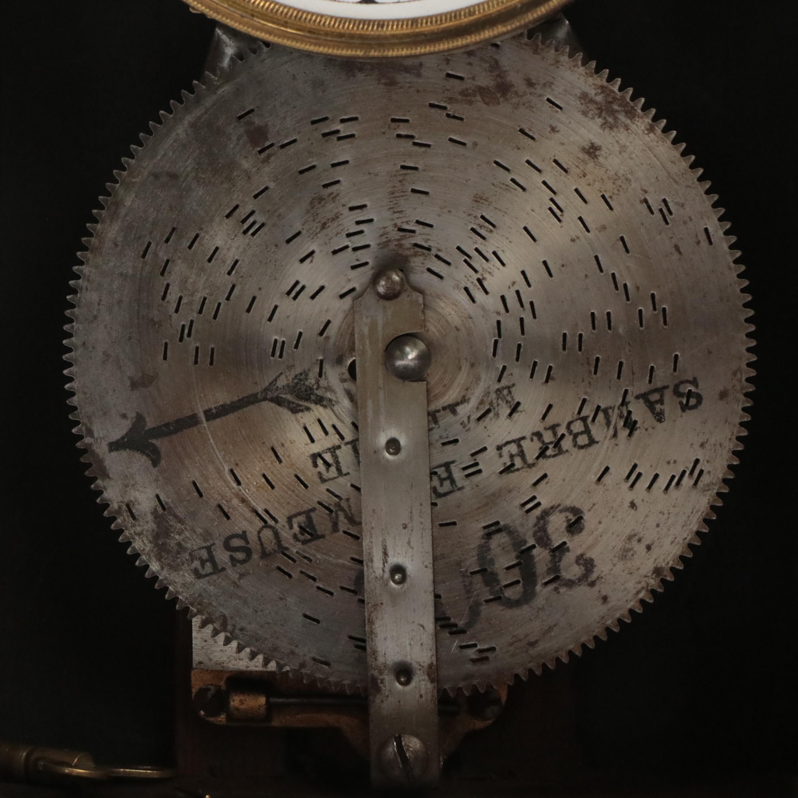 Junghans German Carved Wooden Mantel Clock with Arion Disc Music Box