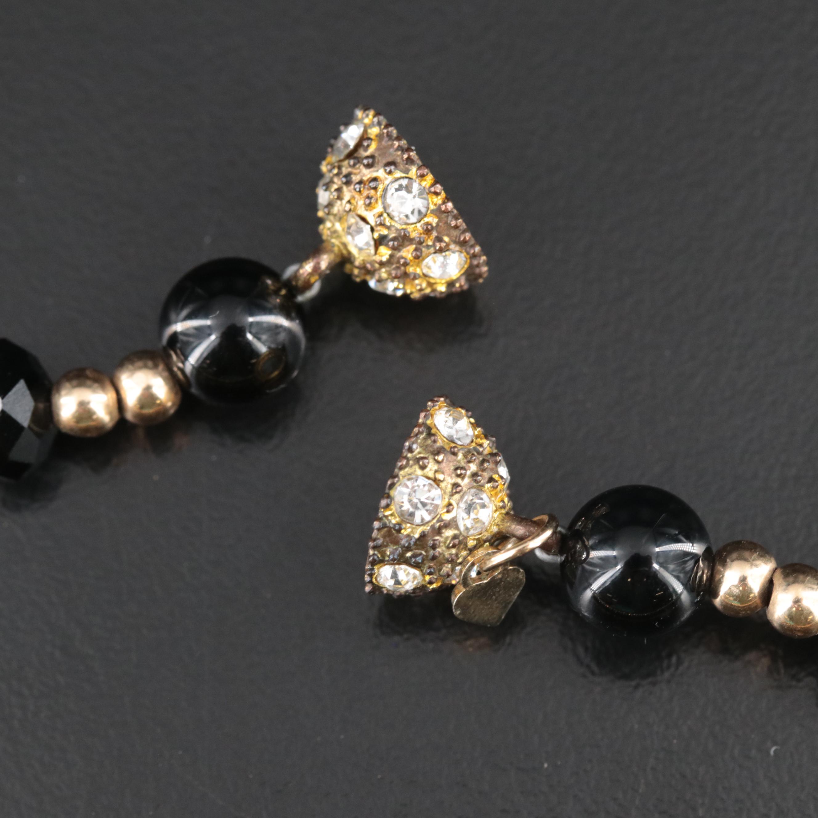 Fang Necklace Including Black Onyx, Faux Stone, Rhinestone