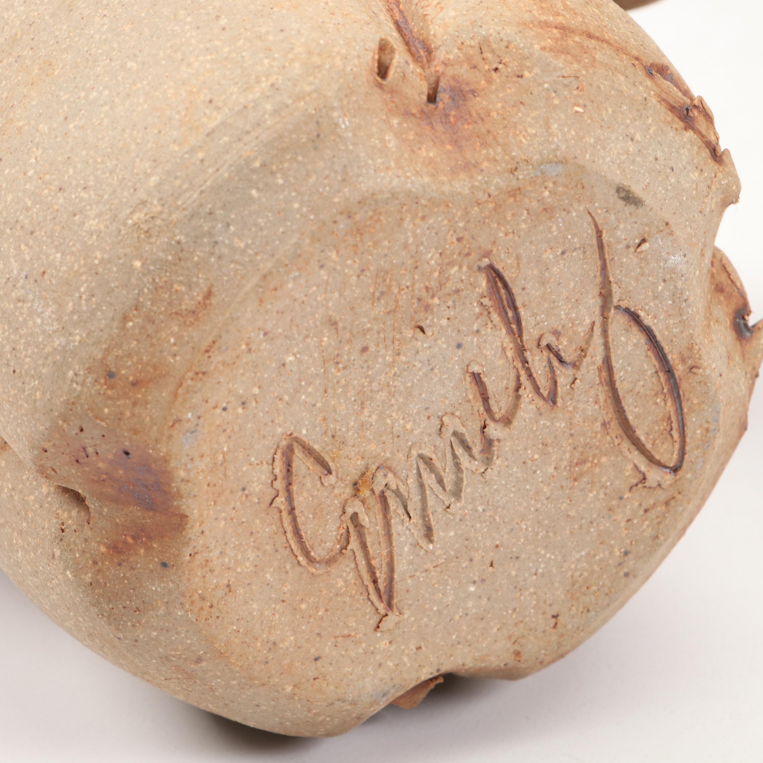 Artist-Made Stoneware Elephant Planter with Concrete and More Elephant Figurines