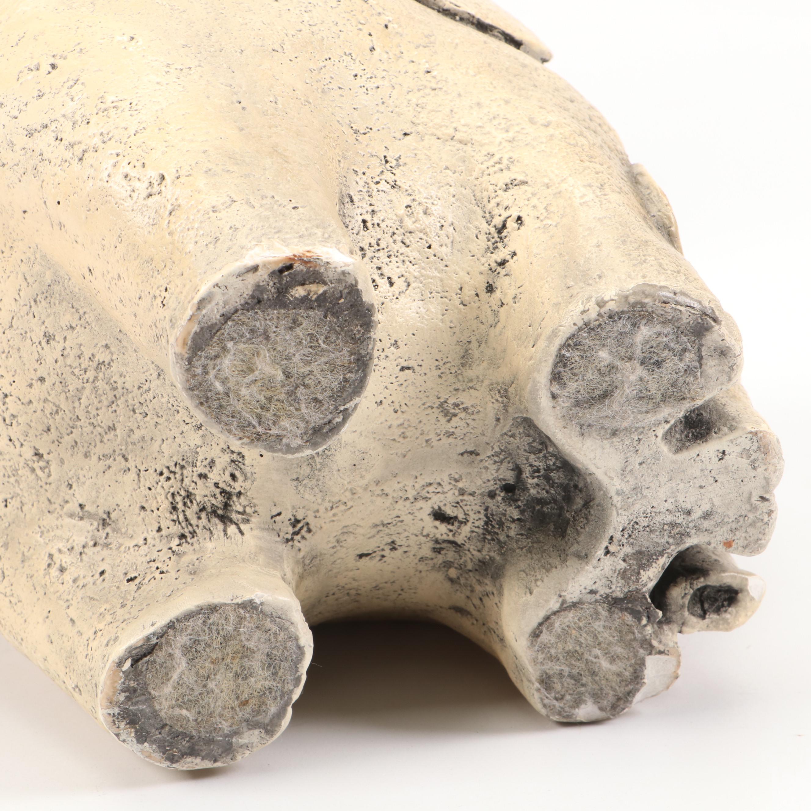 Artist-Made Stoneware Elephant Planter with Concrete and More Elephant Figurines