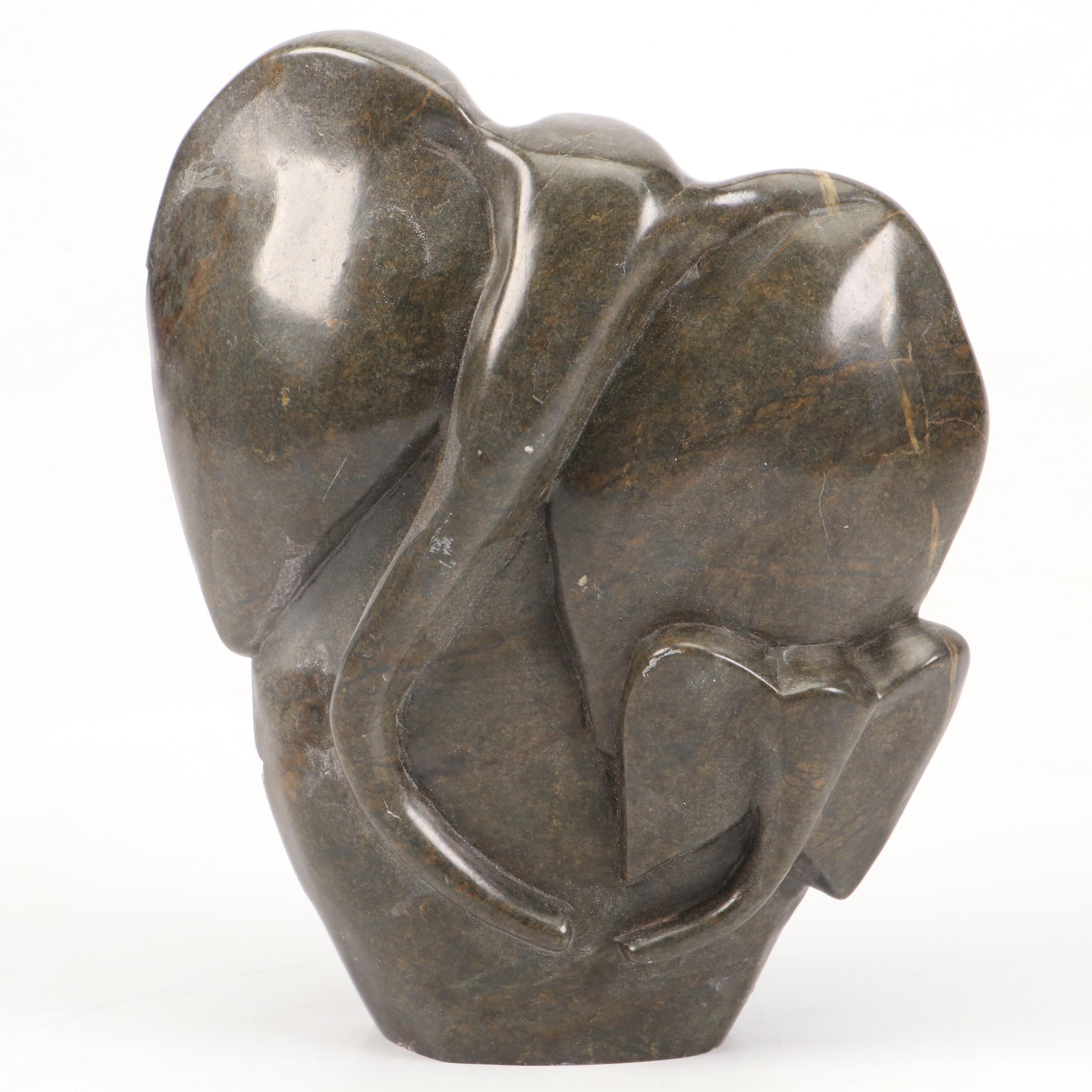 Artist-Made Stoneware Elephant Planter with Concrete and More Elephant Figurines