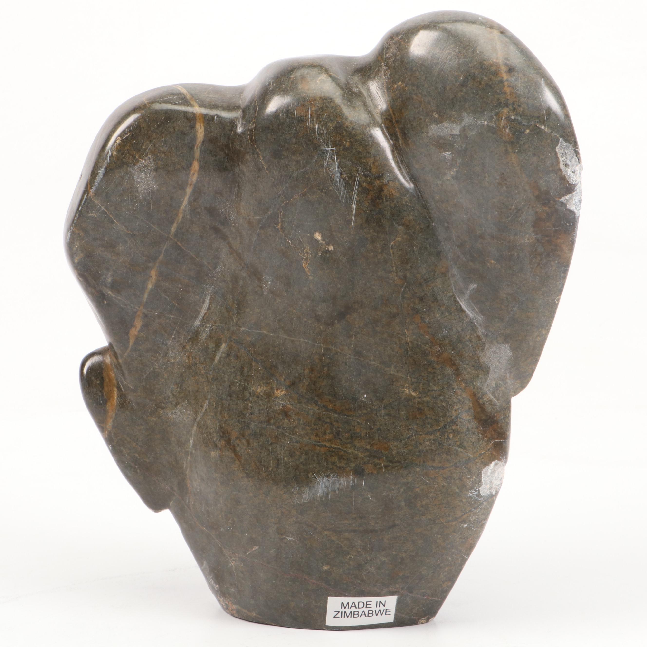 Artist-Made Stoneware Elephant Planter with Concrete and More Elephant Figurines