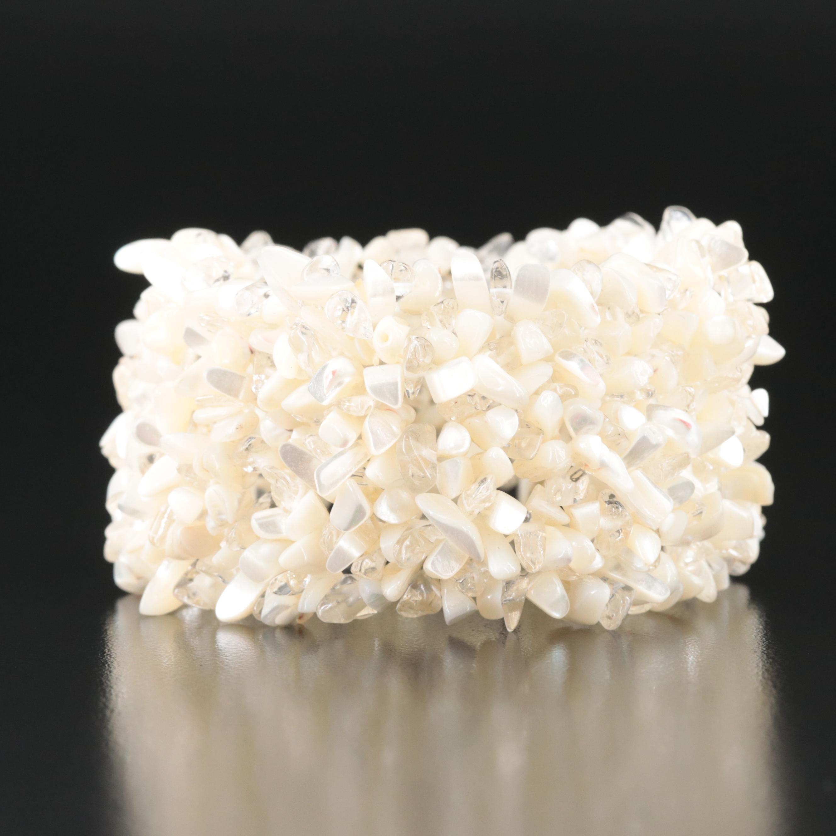 Mother-of-Pearl and Rock Crystal Quartz Bracelet