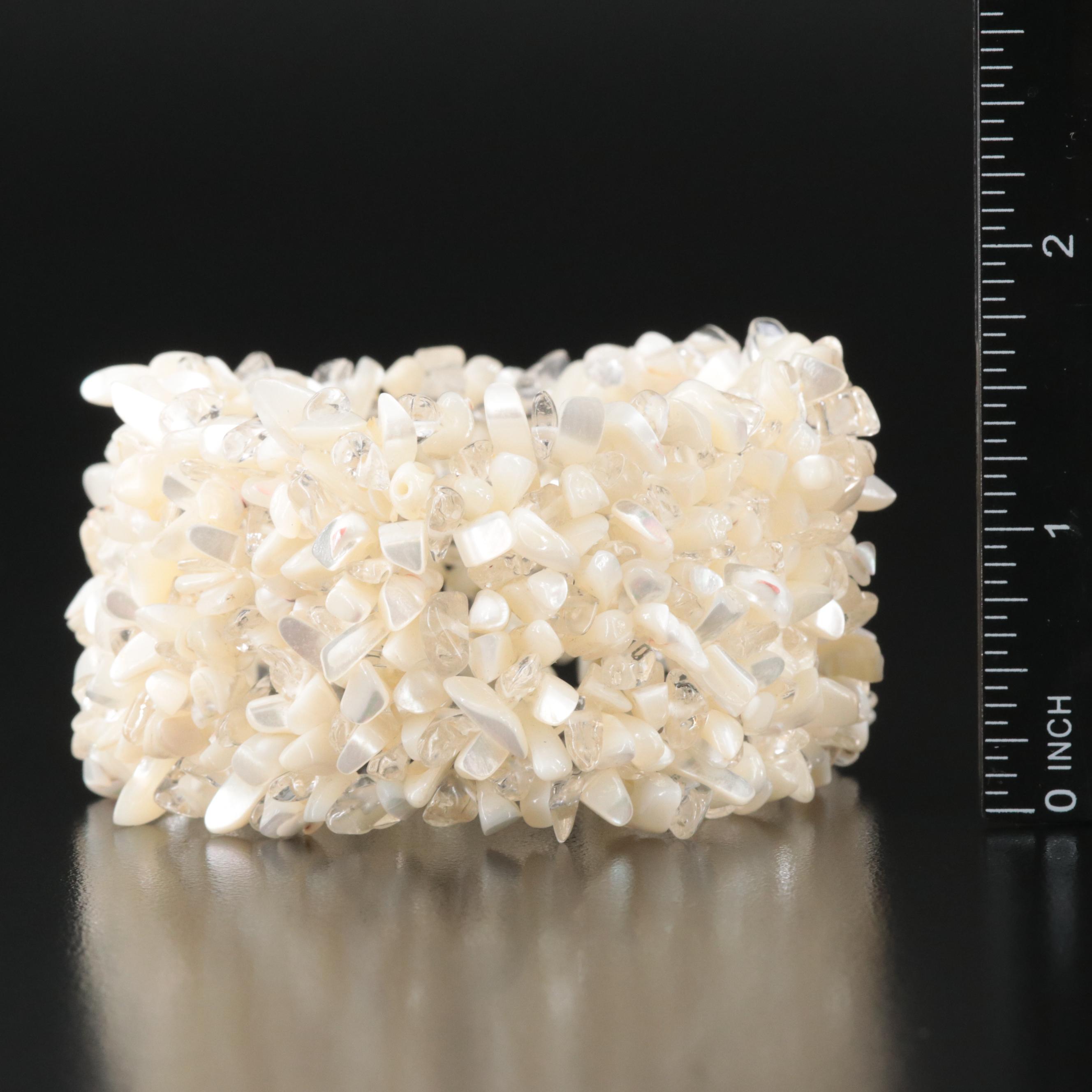 Mother-of-Pearl and Rock Crystal Quartz Bracelet