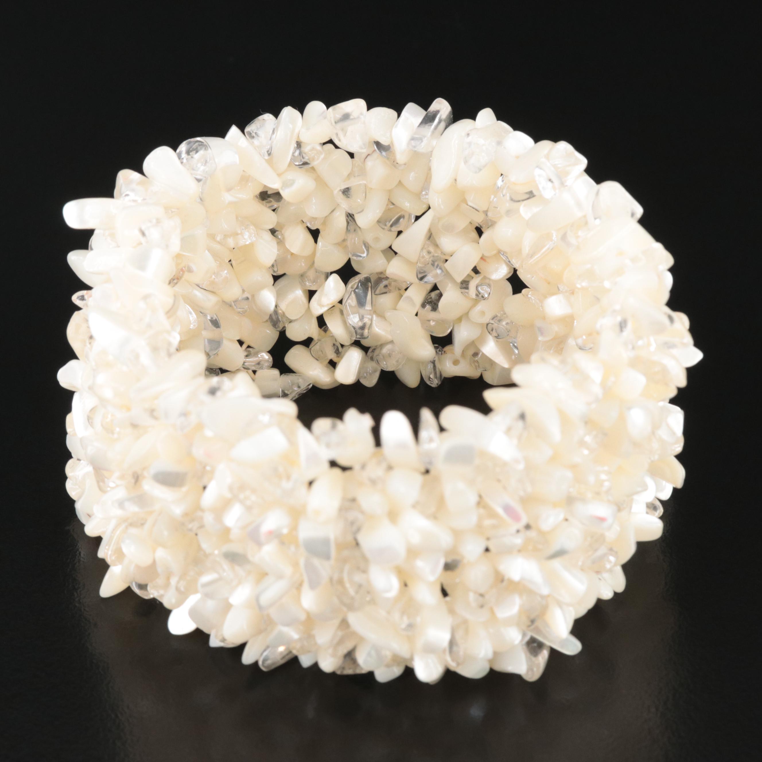 Mother-of-Pearl and Rock Crystal Quartz Bracelet