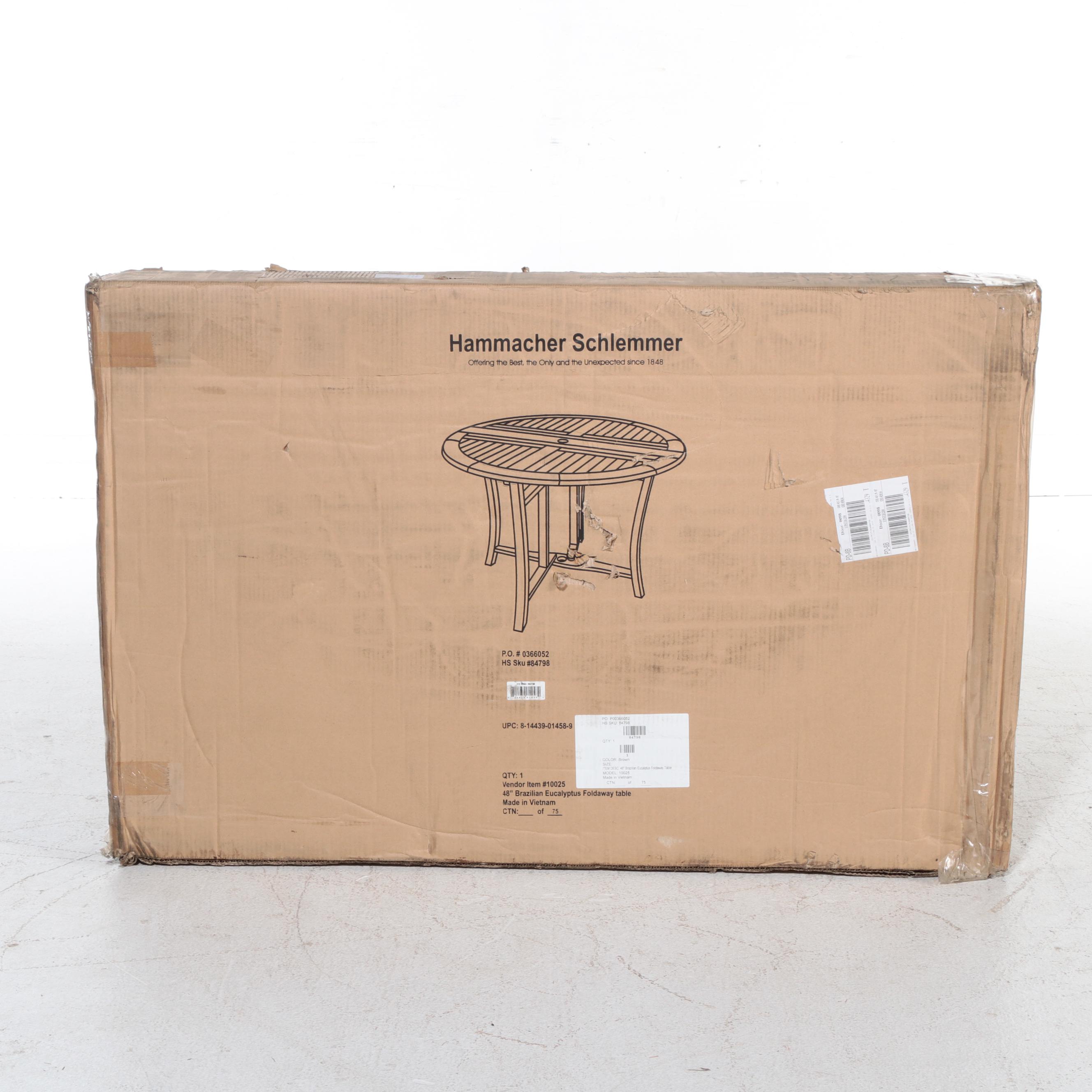 Hammacher Schlemmer 48" Brazilian Eucalyptus Folding Patio Table