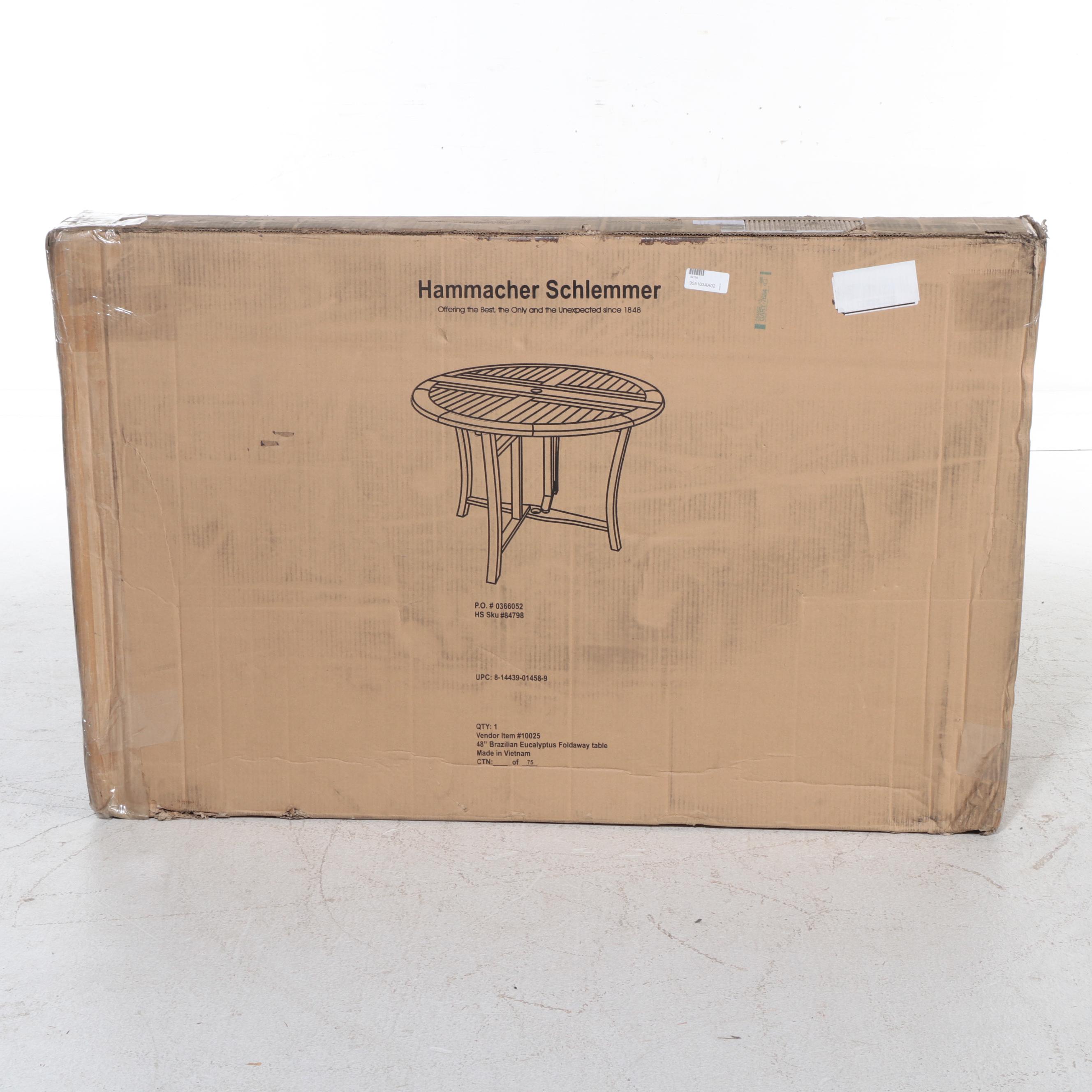 Hammacher Schlemmer 48" Brazilian Eucalyptus Folding Patio Table