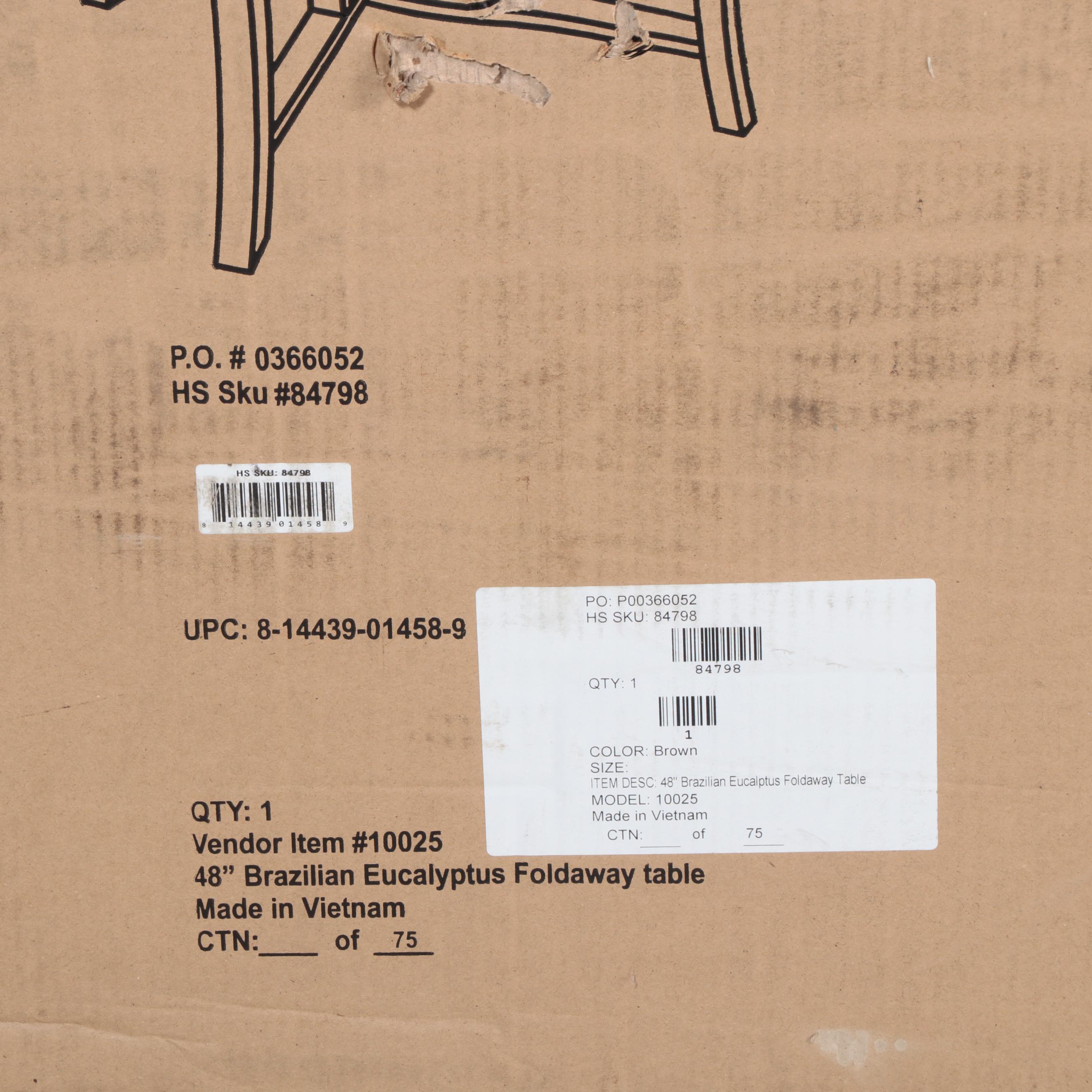 Hammacher Schlemmer 48" Brazilian Eucalyptus Folding Patio Table