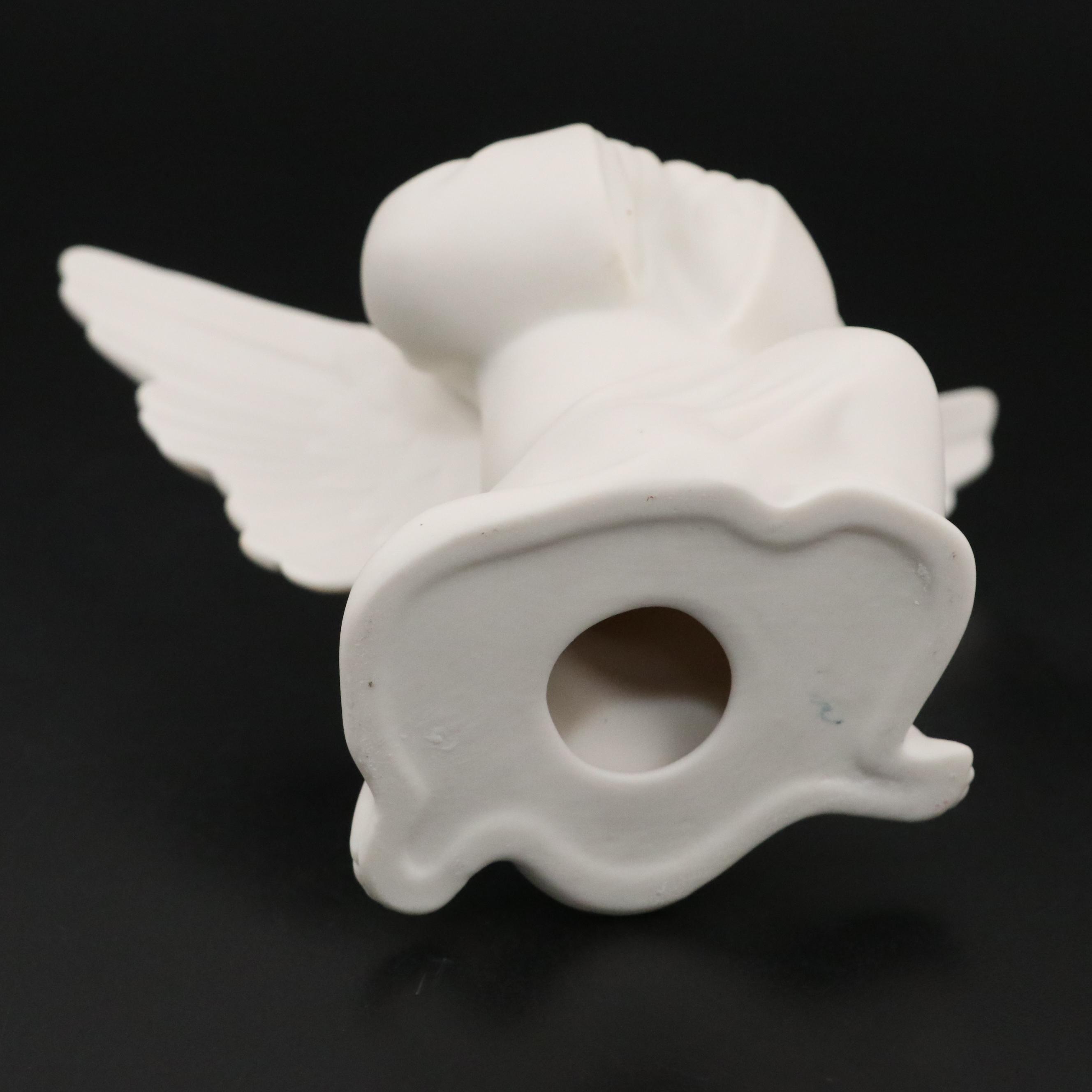 Scmid Bros. Gilt Bisque Porcelain Angel Candle Holders with Other Angel Figurine