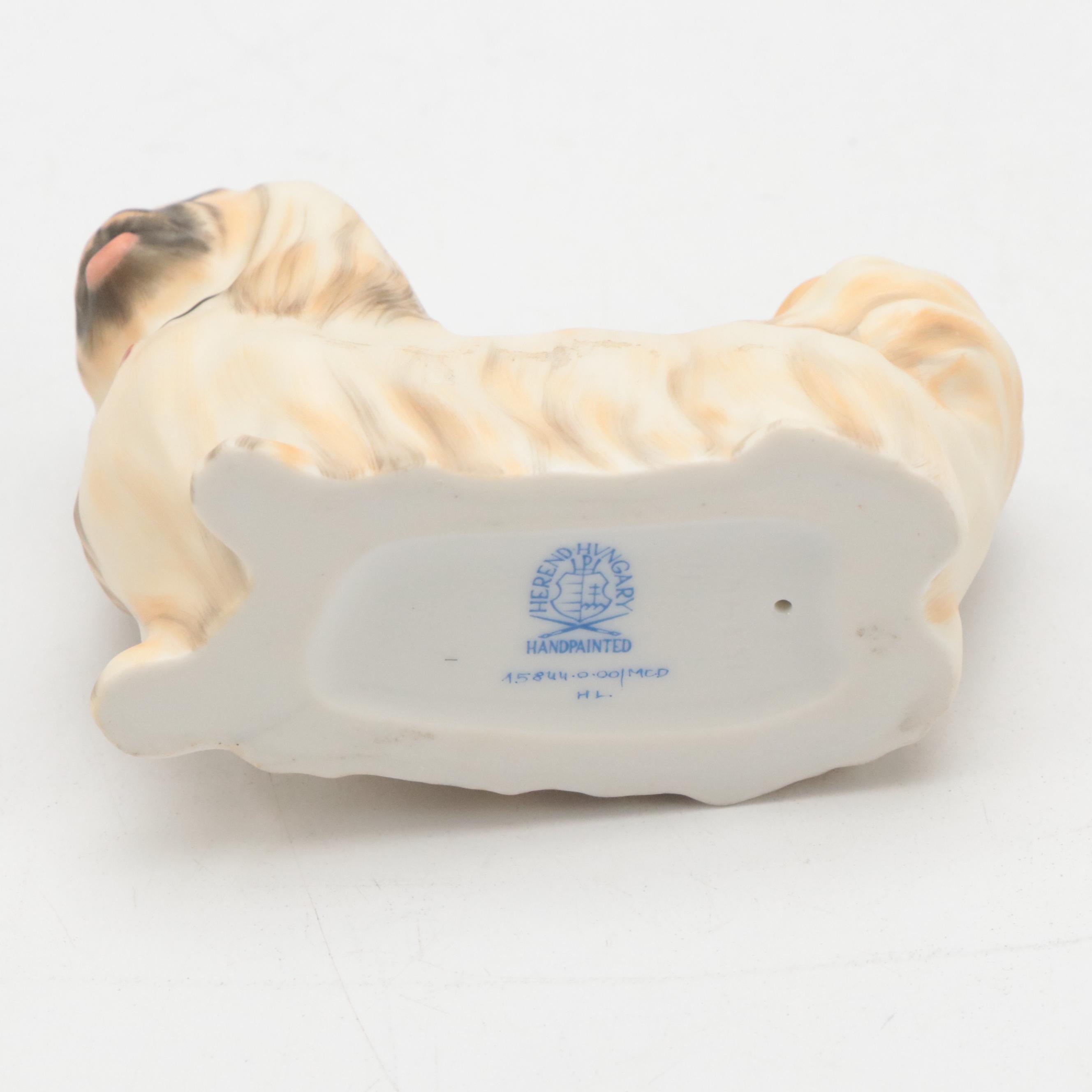 Herend Natural "Pekingese" Porcelain Figurine