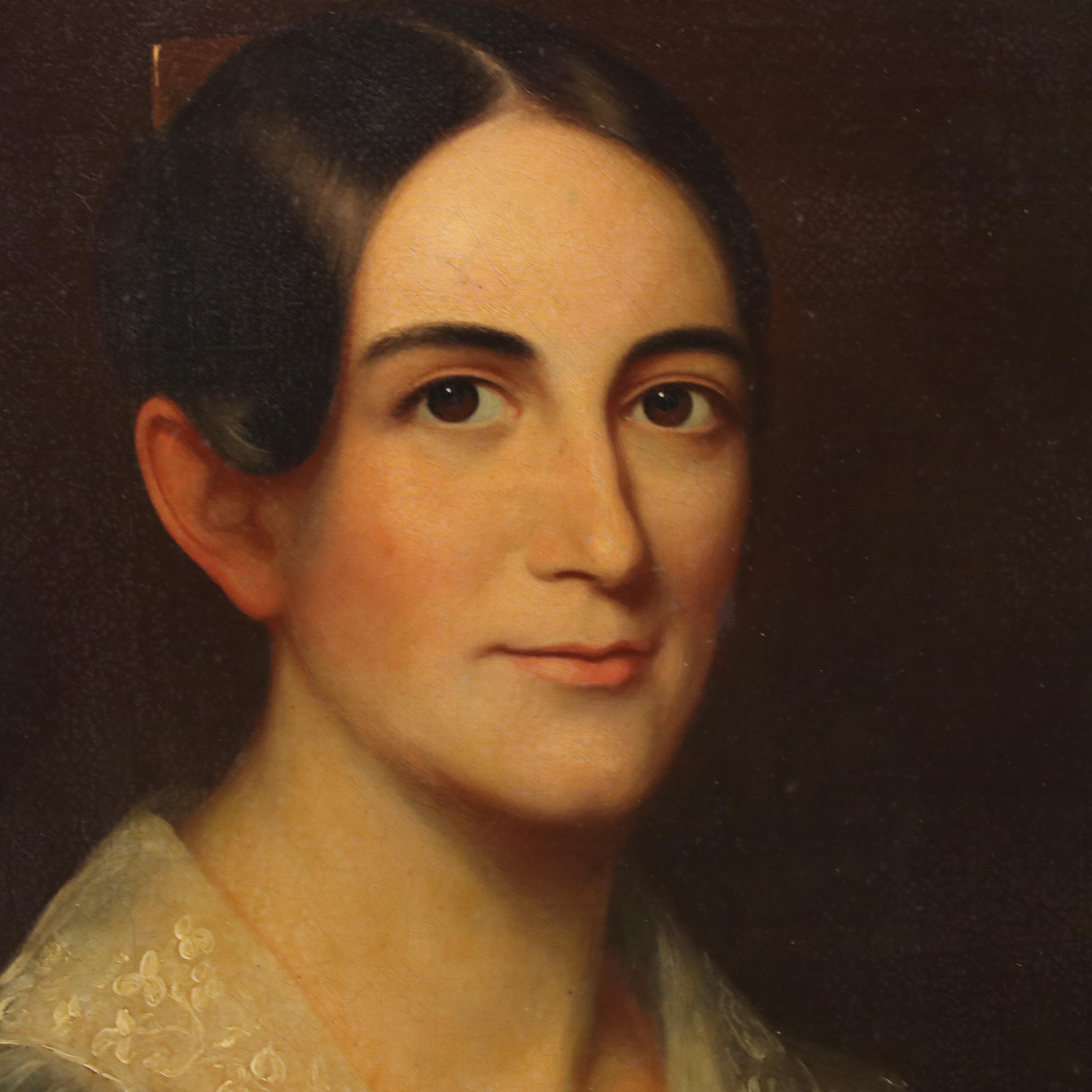 Victorian Oil Portrait Painting of Woman