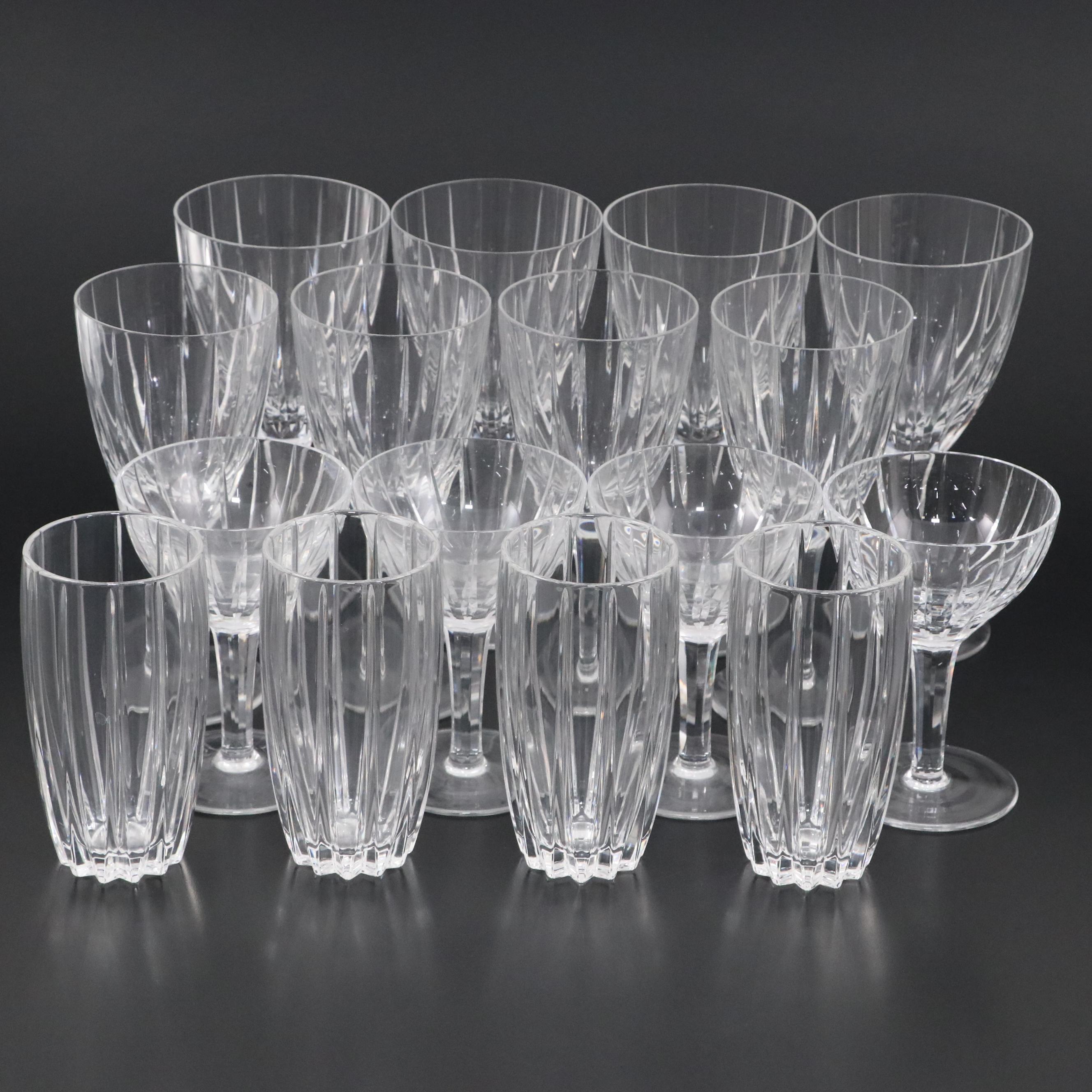 Waterford "Omega" Crystal Highball Glasses with Sasaki "Caren" Stemware