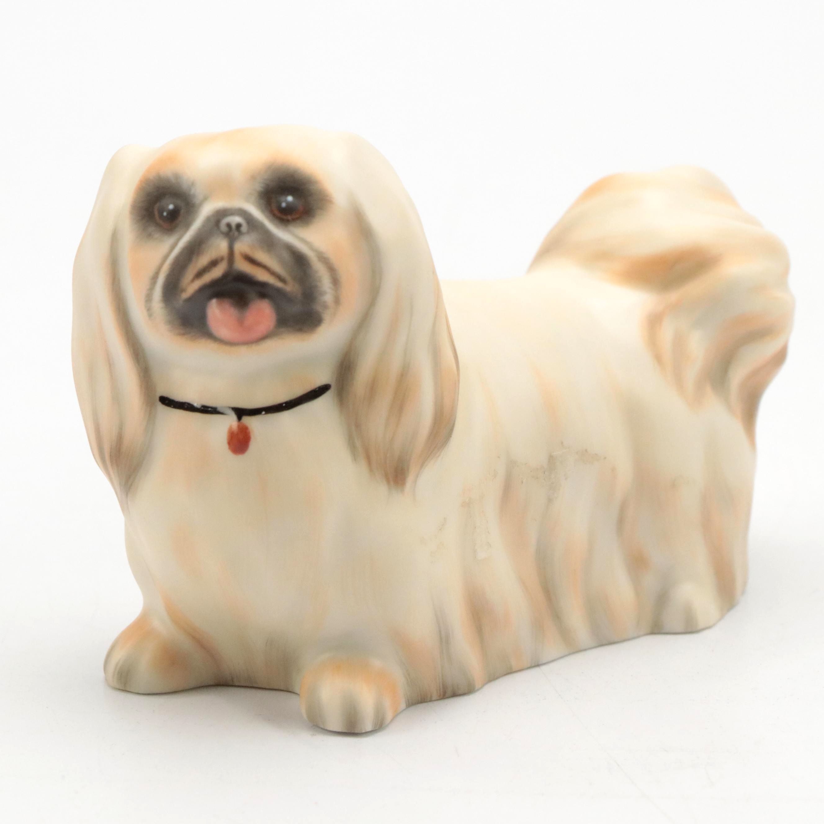 Herend Natural "Pekingese" Porcelain Figurine