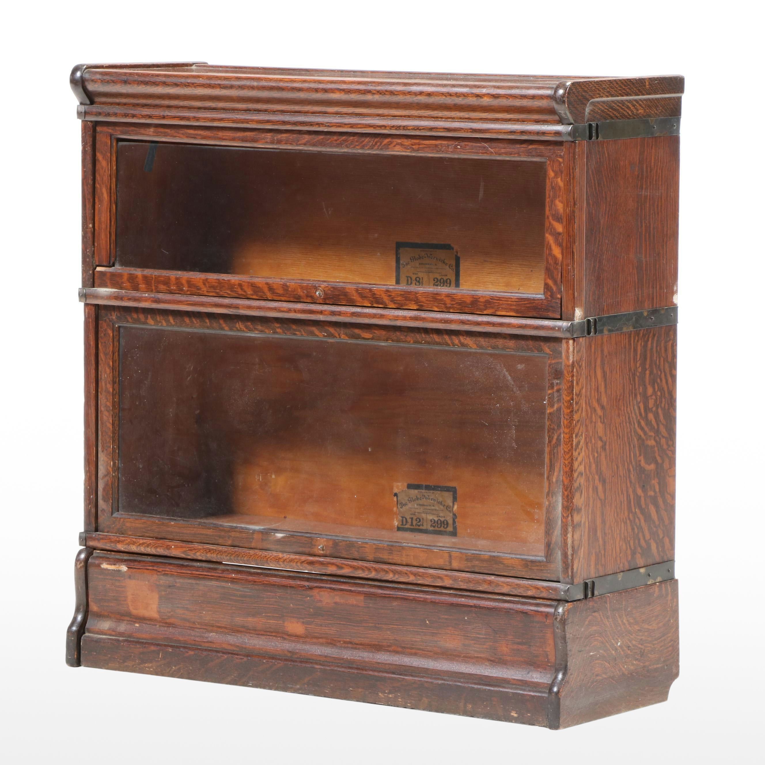 The Globe-Wernicke Co. Two-Stack Oak Barrister's Bookcase, 20th Century
