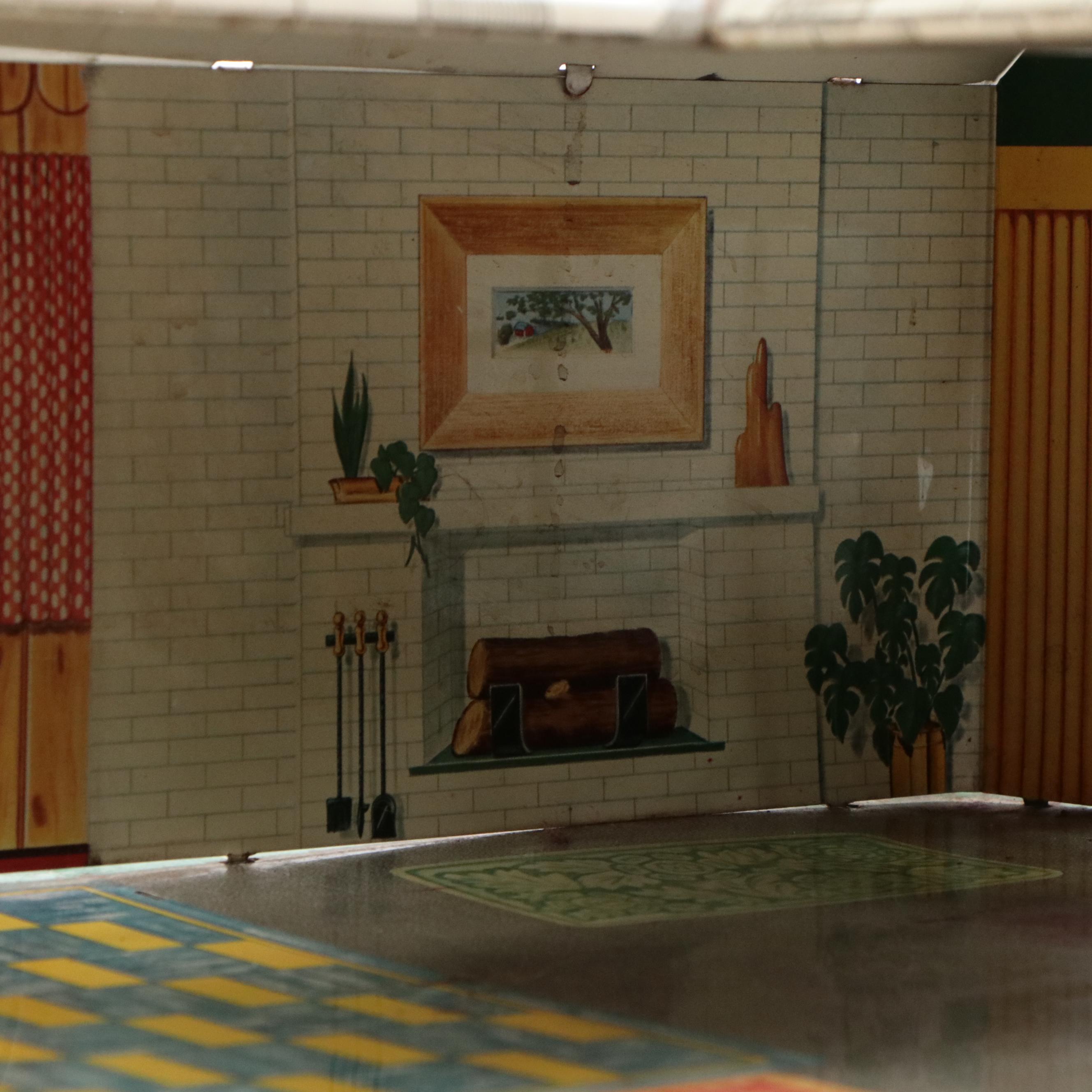 Marx Tin Litho Mid-Century Ranch Doll House with Accessories