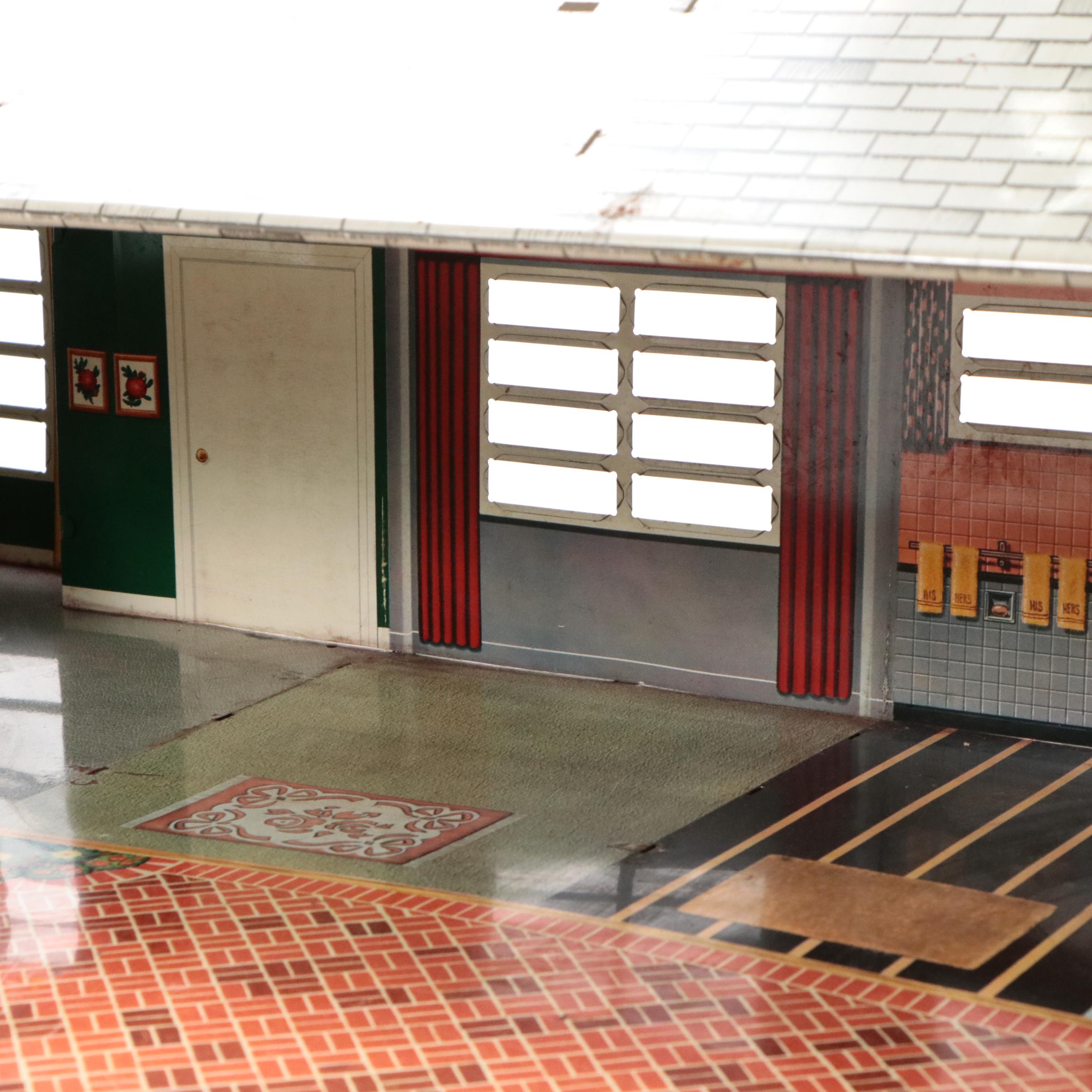 Marx Tin Litho Mid-Century Ranch Doll House with Accessories