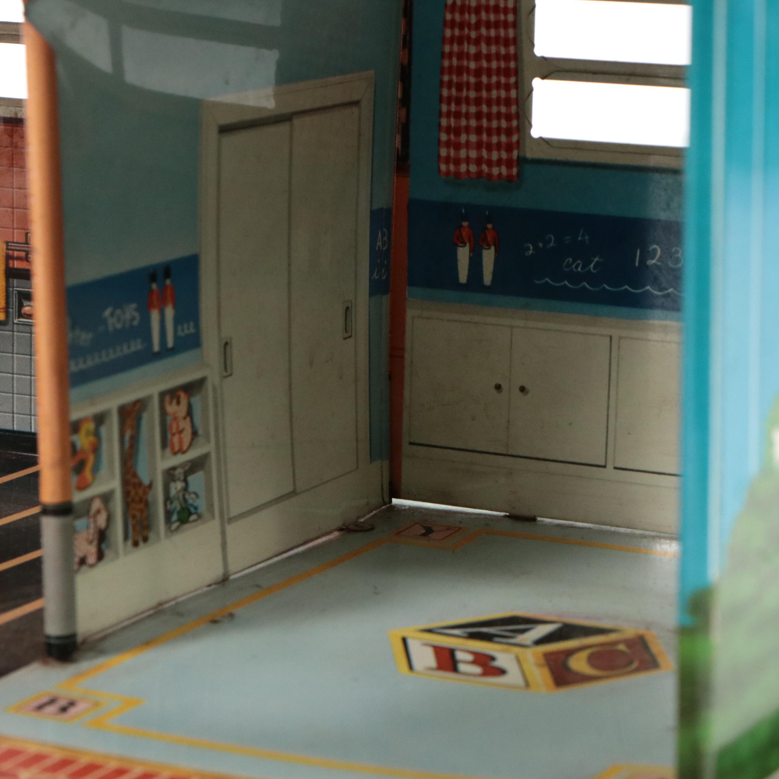 Marx Tin Litho Mid-Century Ranch Doll House with Accessories