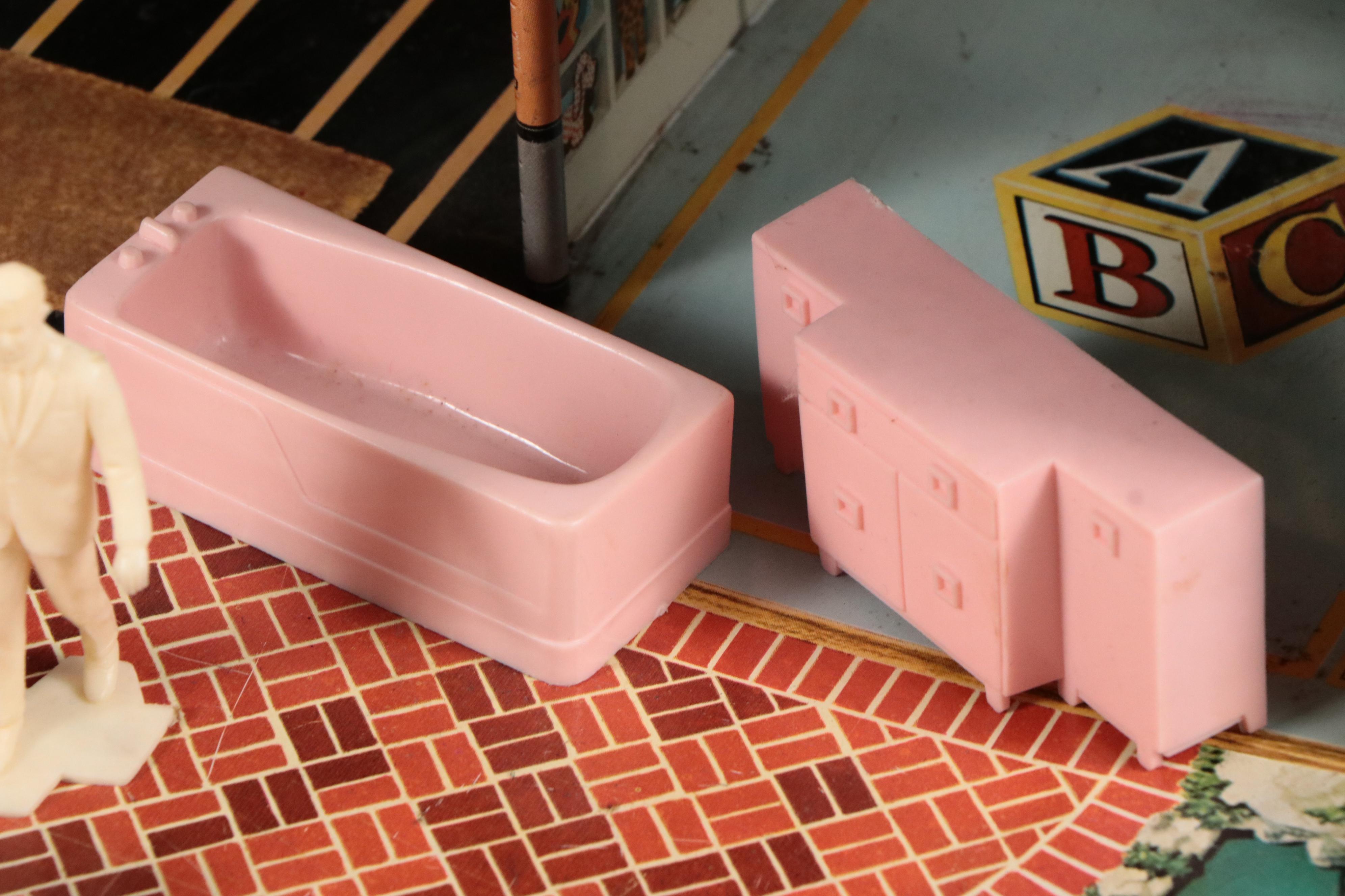 Marx Tin Litho Mid-Century Ranch Doll House with Accessories