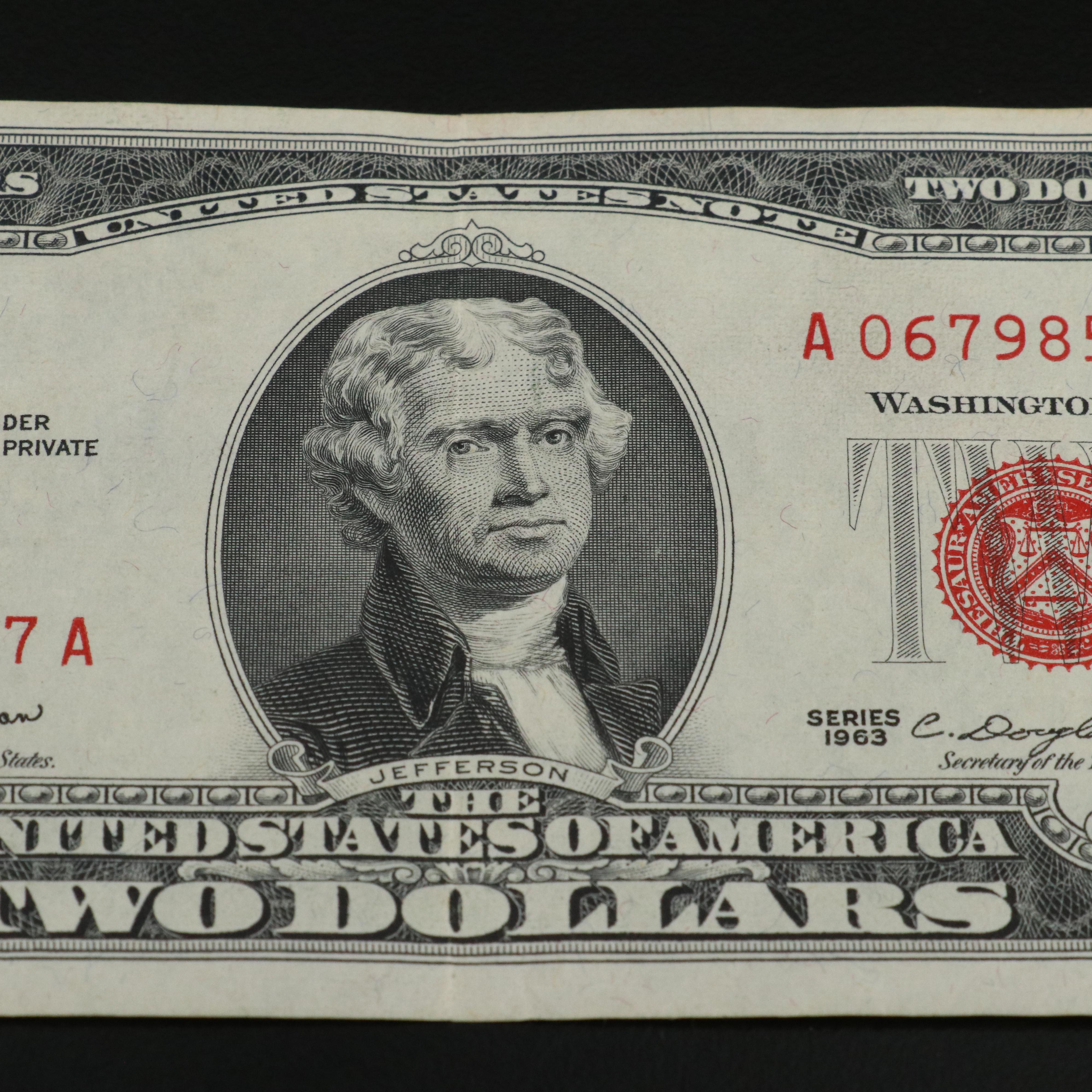 Group of Thirty-One Red Seal United States Legal Tender Two Dollar Notes